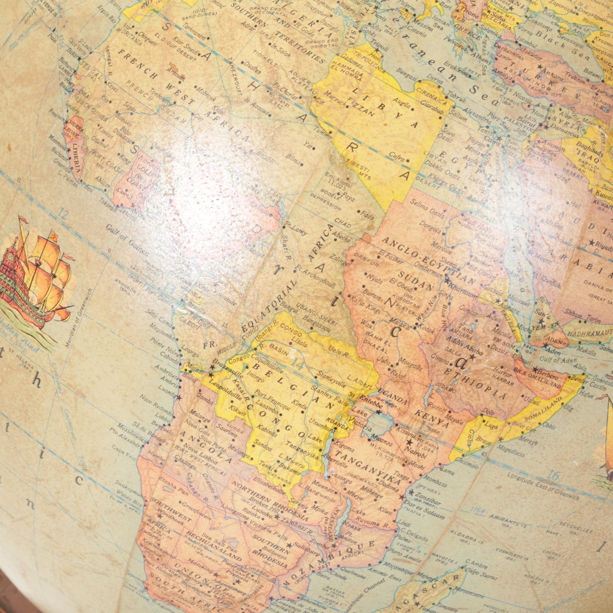 Rand McNally Globe Lamp with Hardcover Atlas, 1949