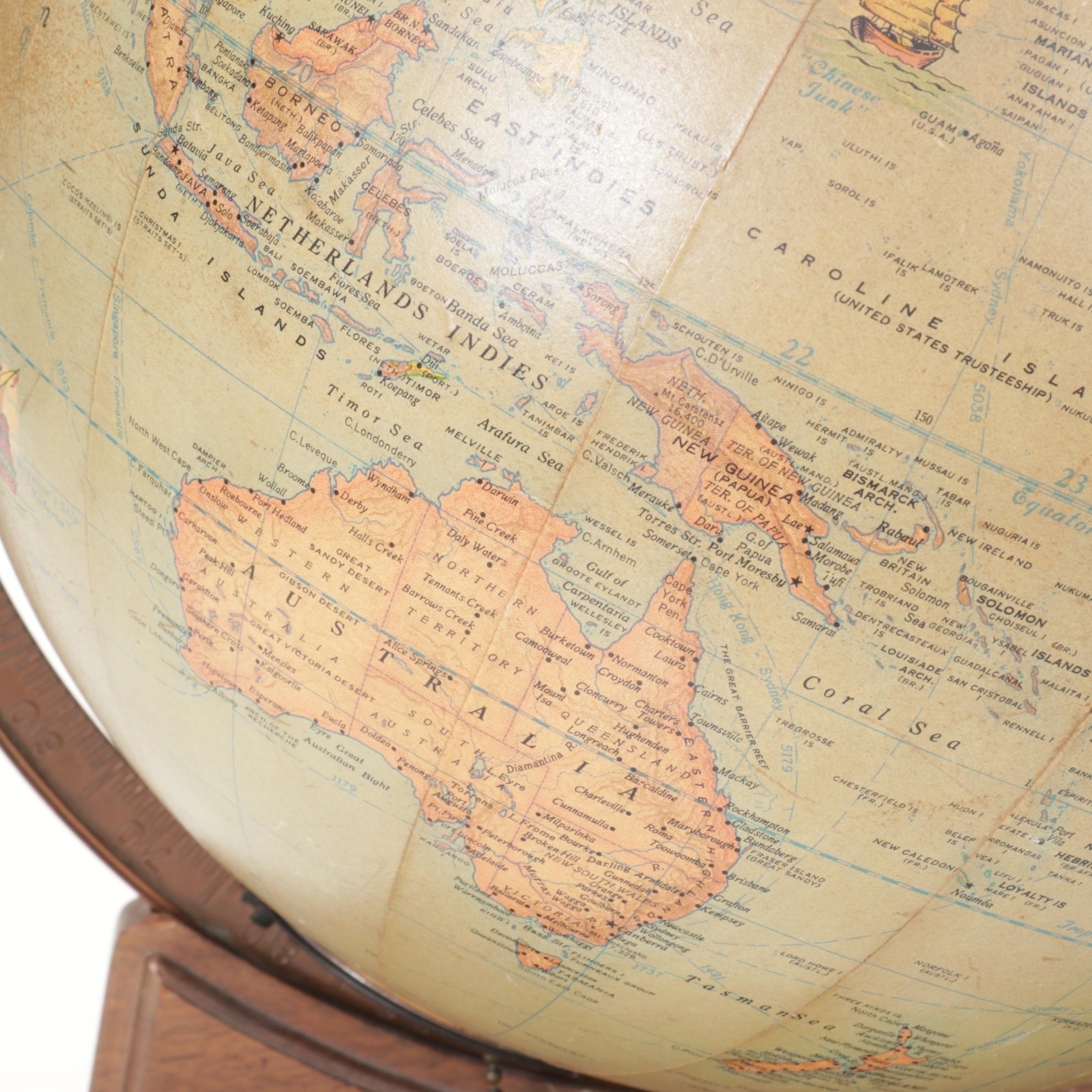 Rand McNally Globe Lamp with Hardcover Atlas, 1949