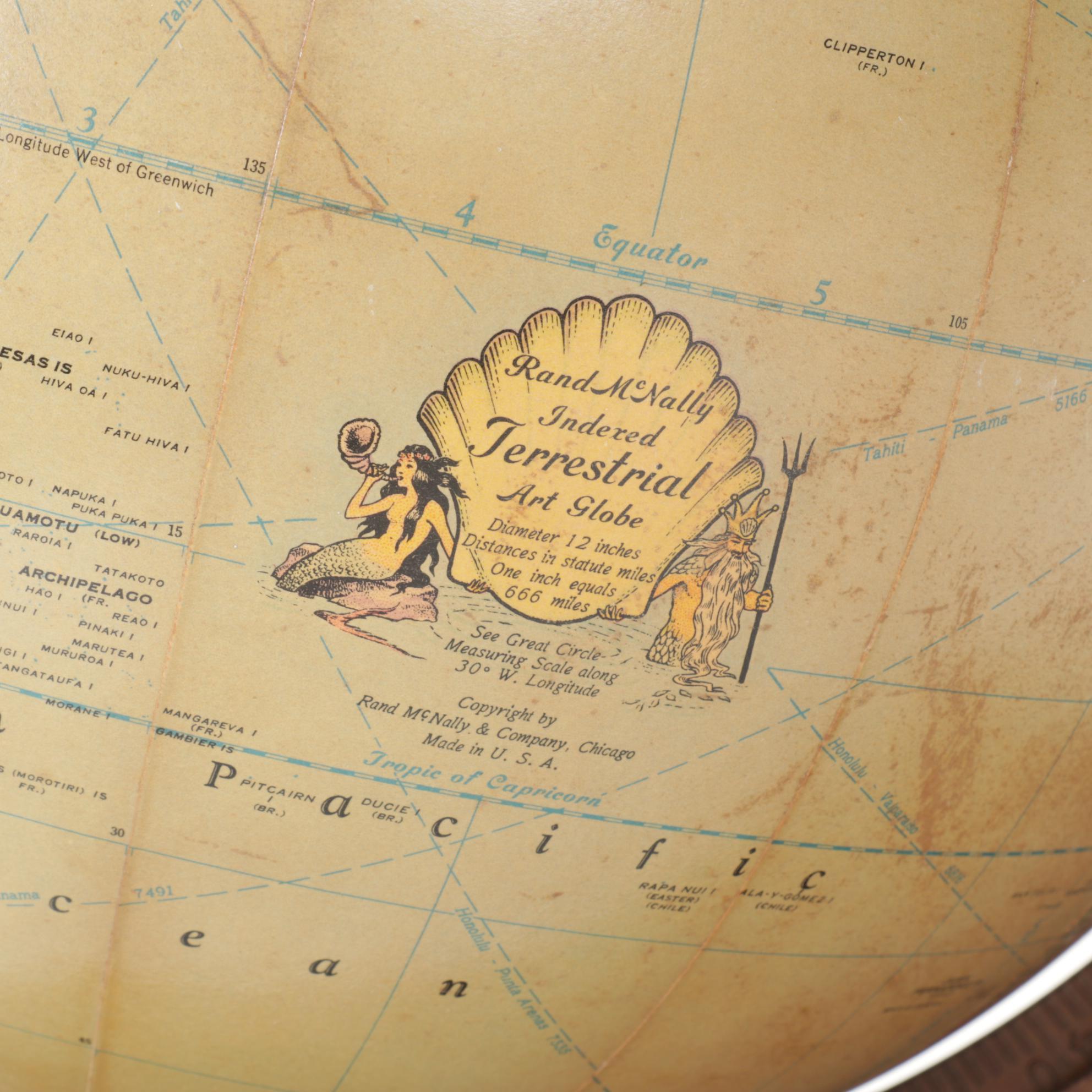 Rand McNally Globe Lamp with Hardcover Atlas, 1949