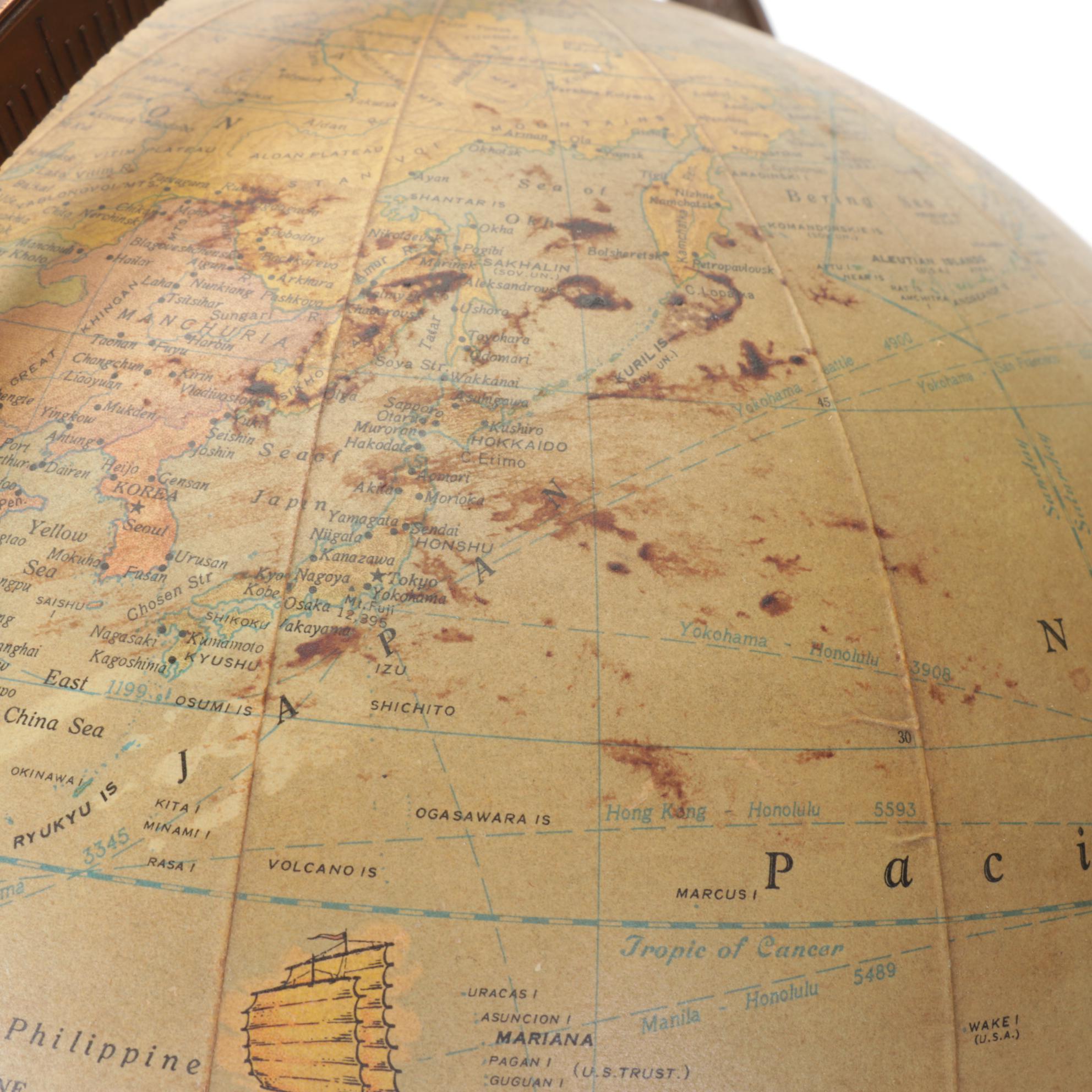 Rand McNally Globe Lamp with Hardcover Atlas, 1949