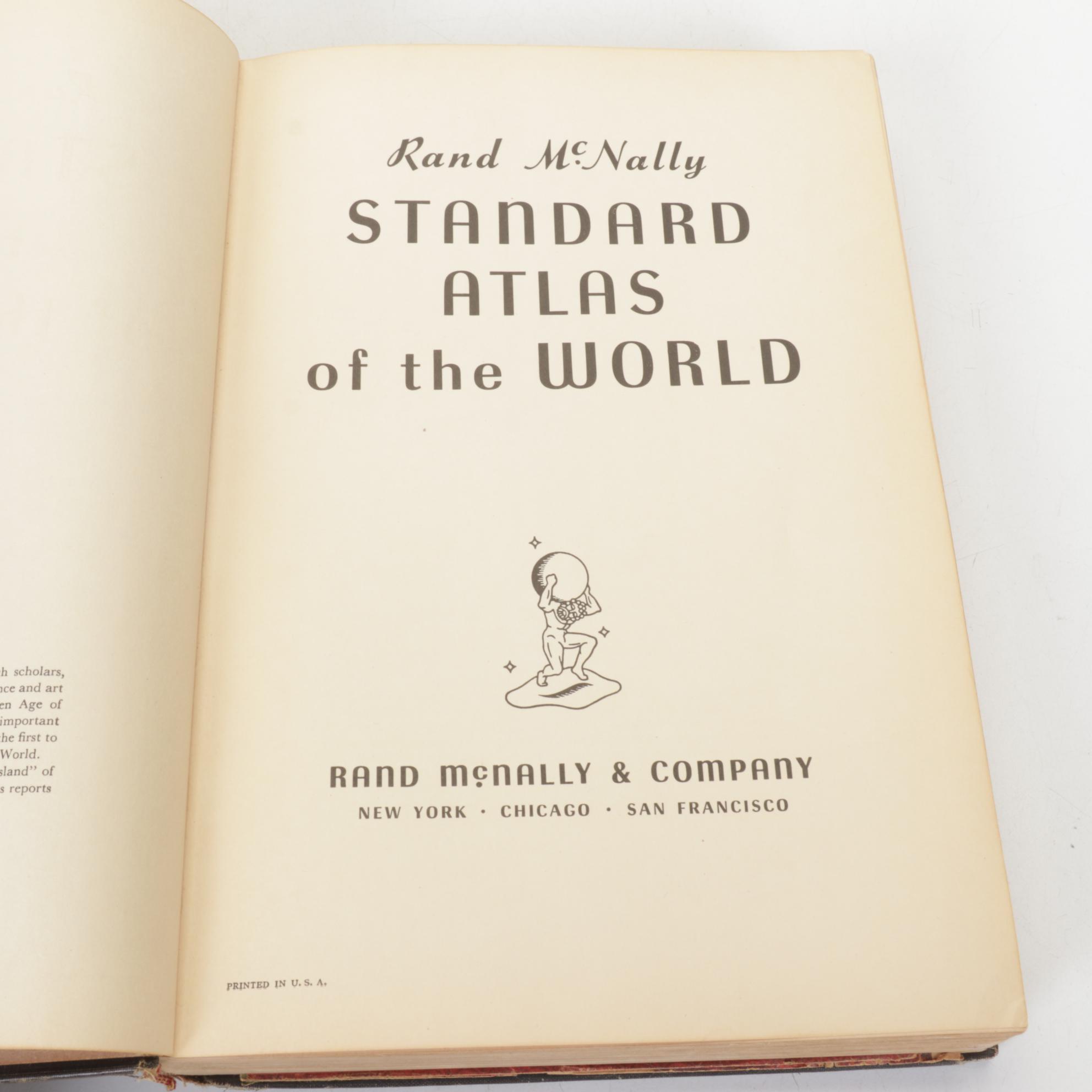 Rand McNally Globe Lamp with Hardcover Atlas, 1949