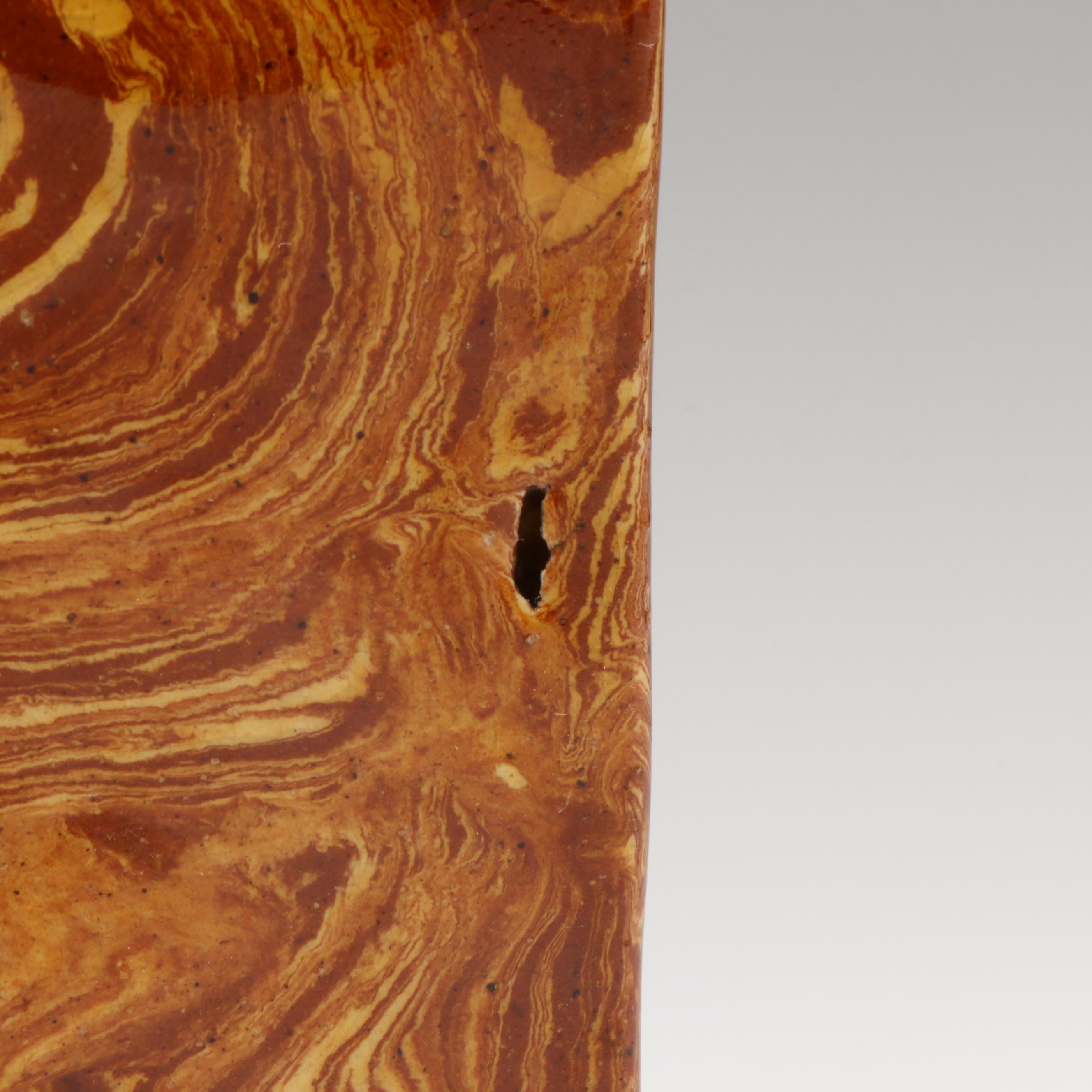 Pennsylvania Swirled Redware Chest of Drawers Bank, 19th Century