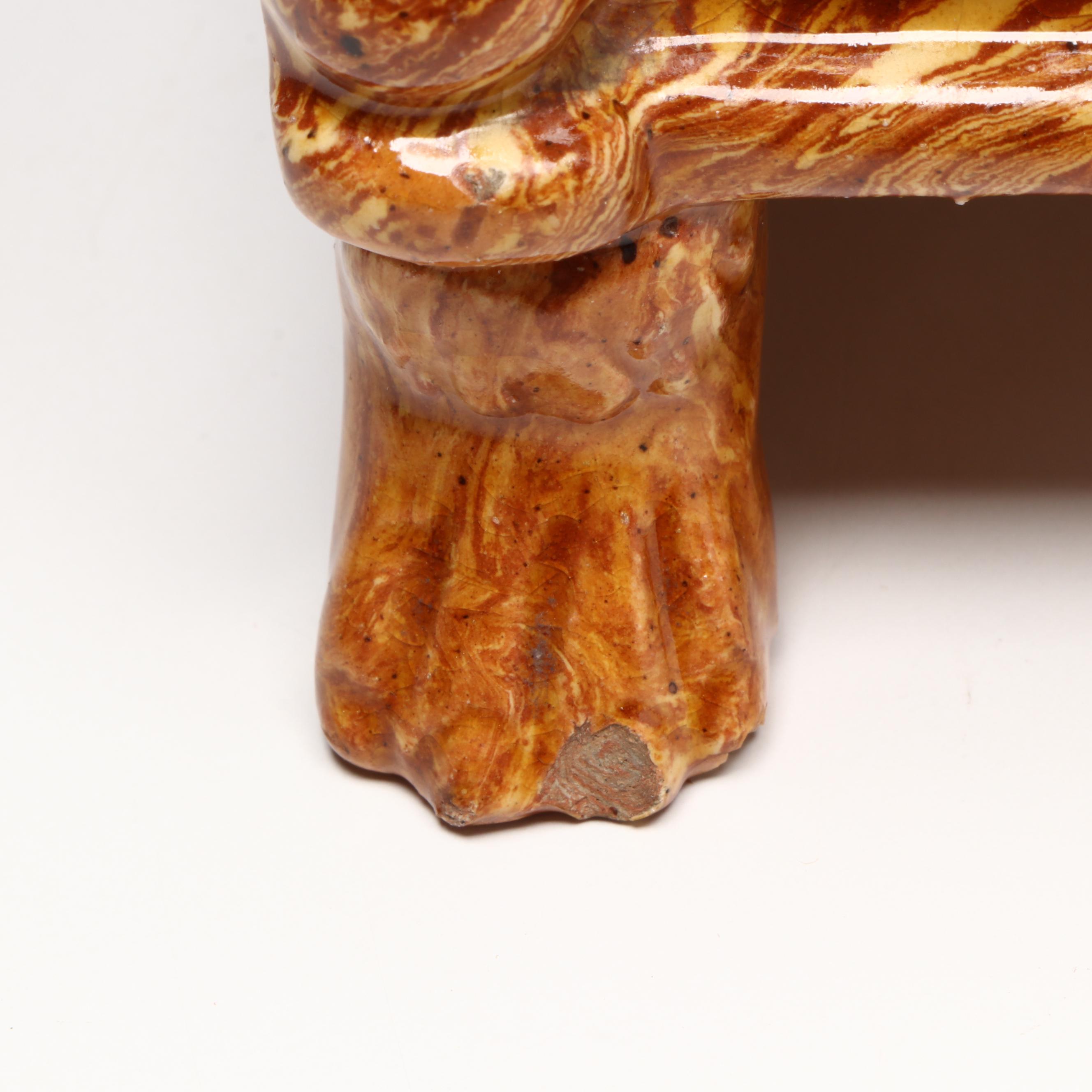 Pennsylvania Swirled Redware Chest of Drawers Bank, 19th Century