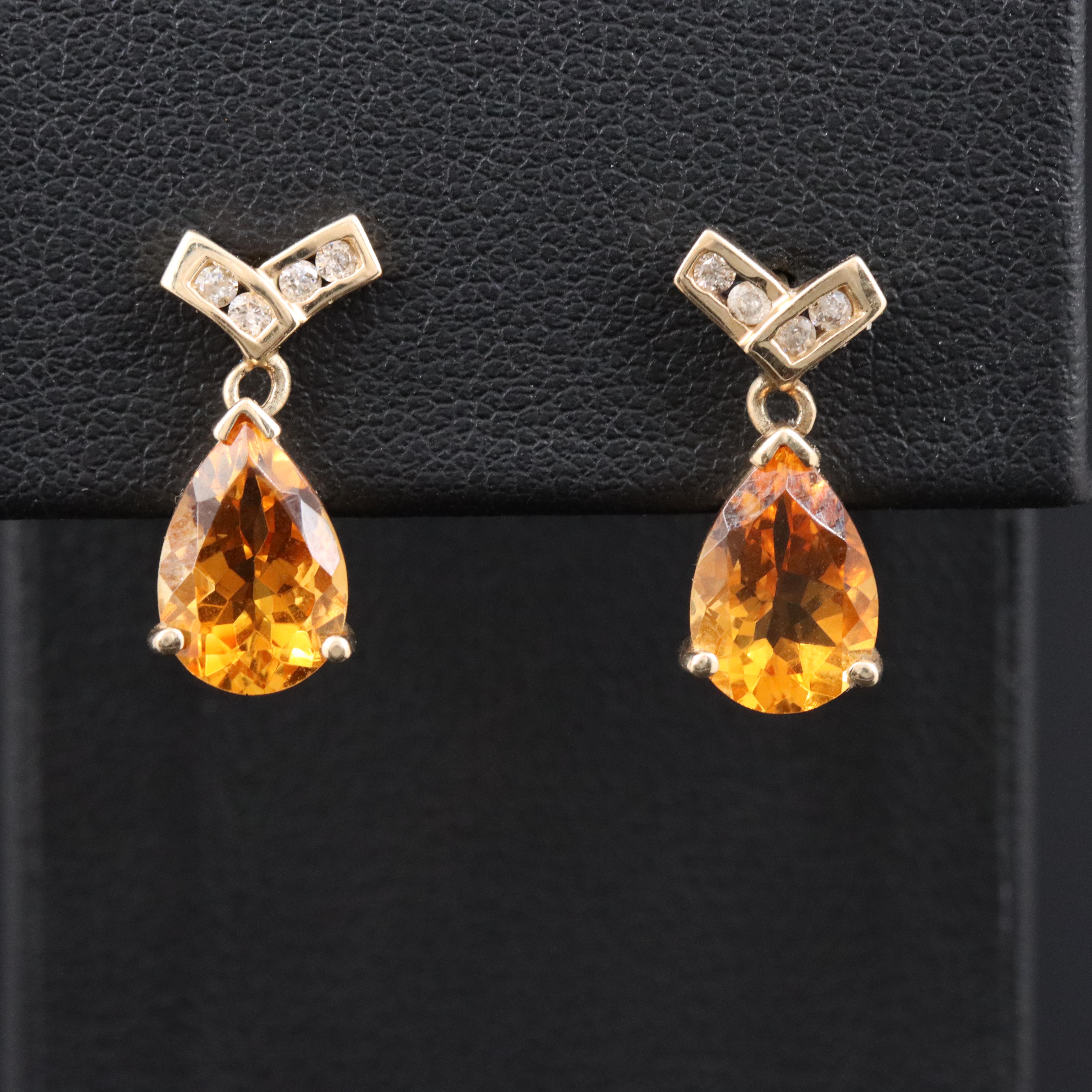 14K Citrine and Diamond Earrings