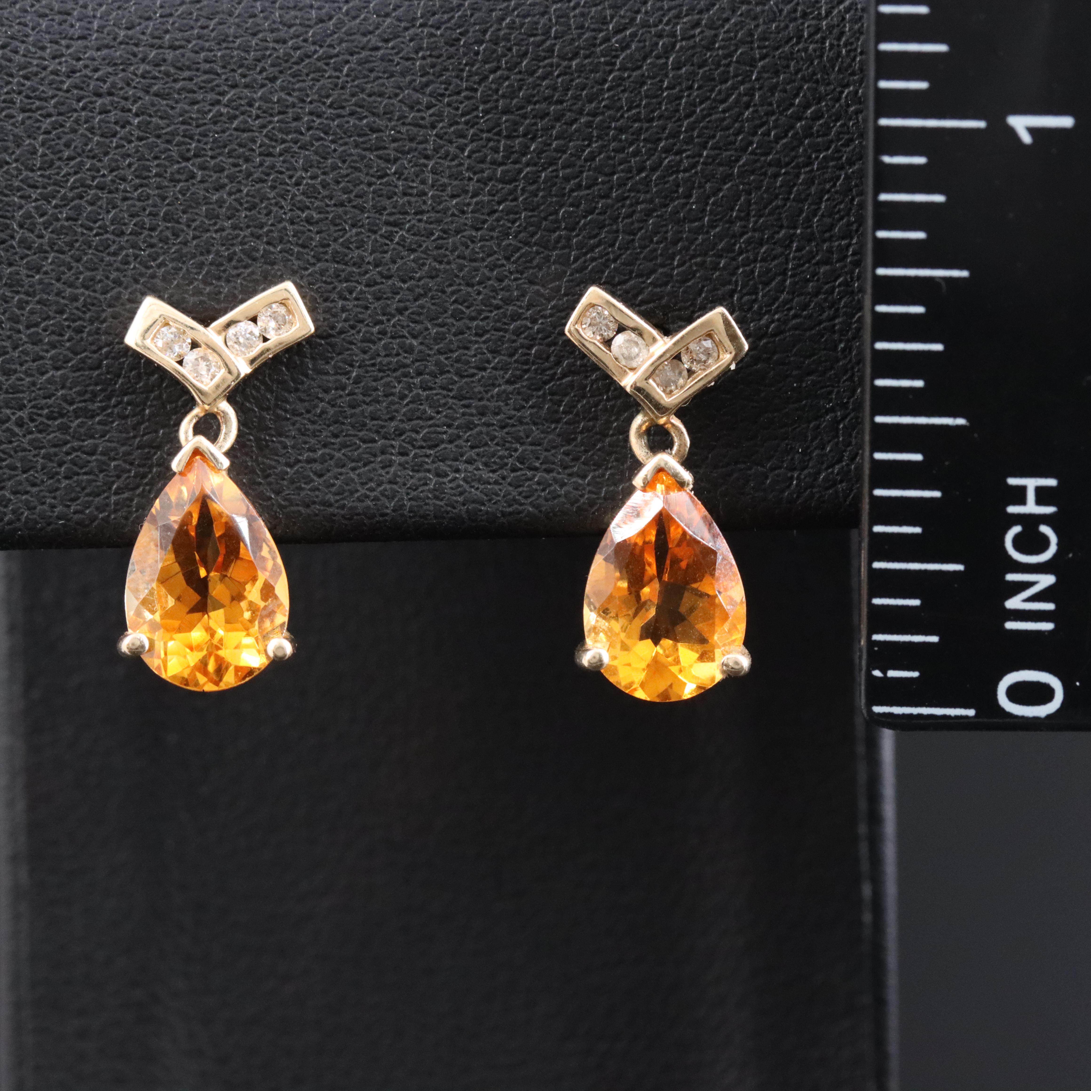 14K Citrine and Diamond Earrings