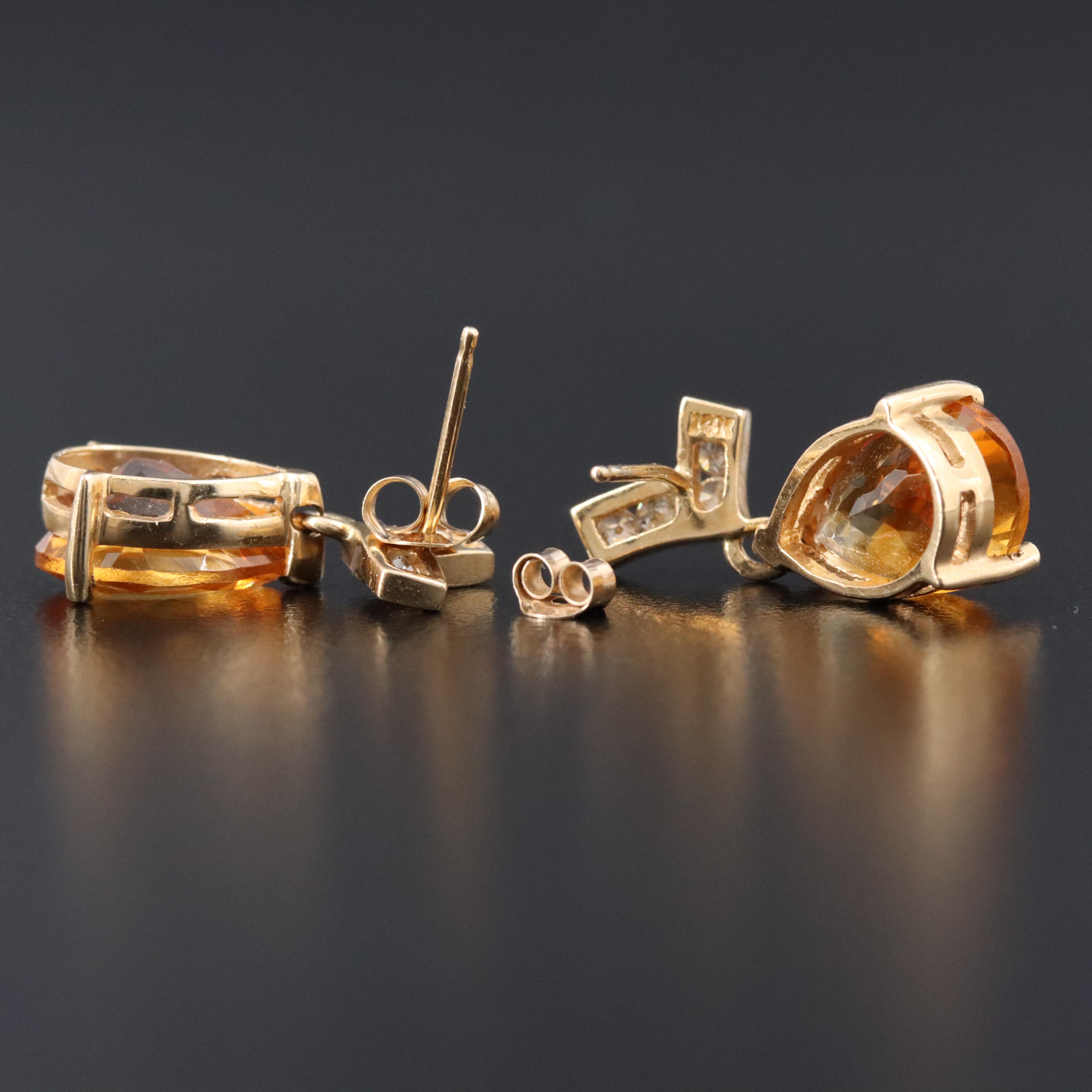 14K Citrine and Diamond Earrings