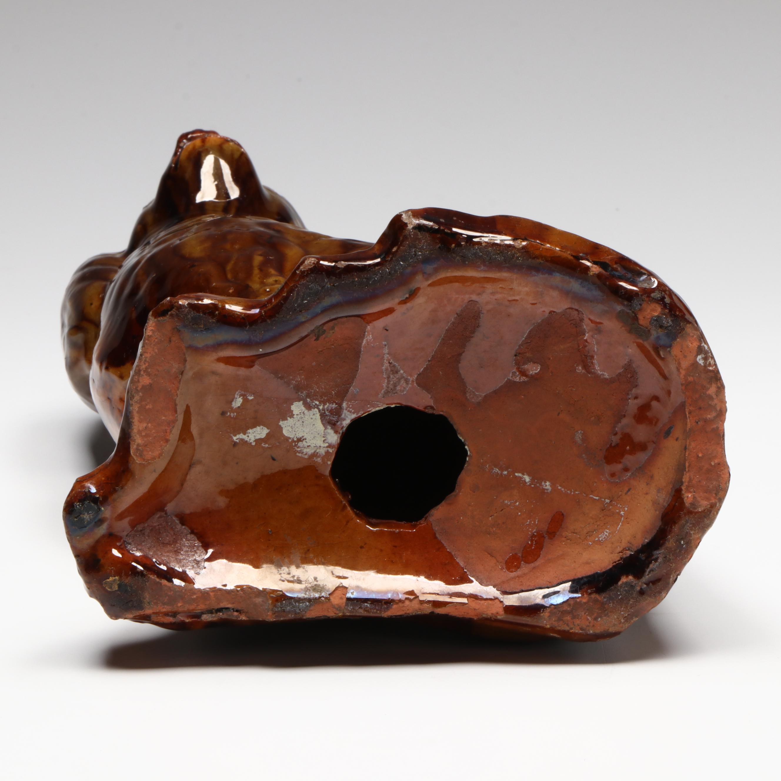 Rockingham Bennington Glazed Spaniel Figurine, Late 19th/Early 20th Century