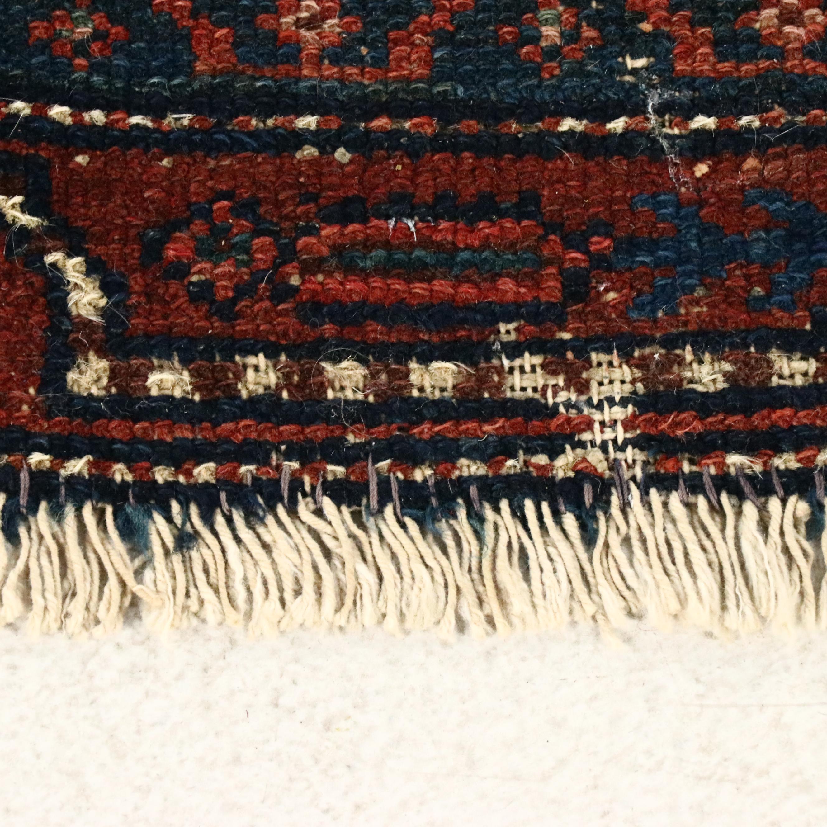 3'8 x 7' Hand-Knotted Persian Hamadan Area Rug, Semi-Antique