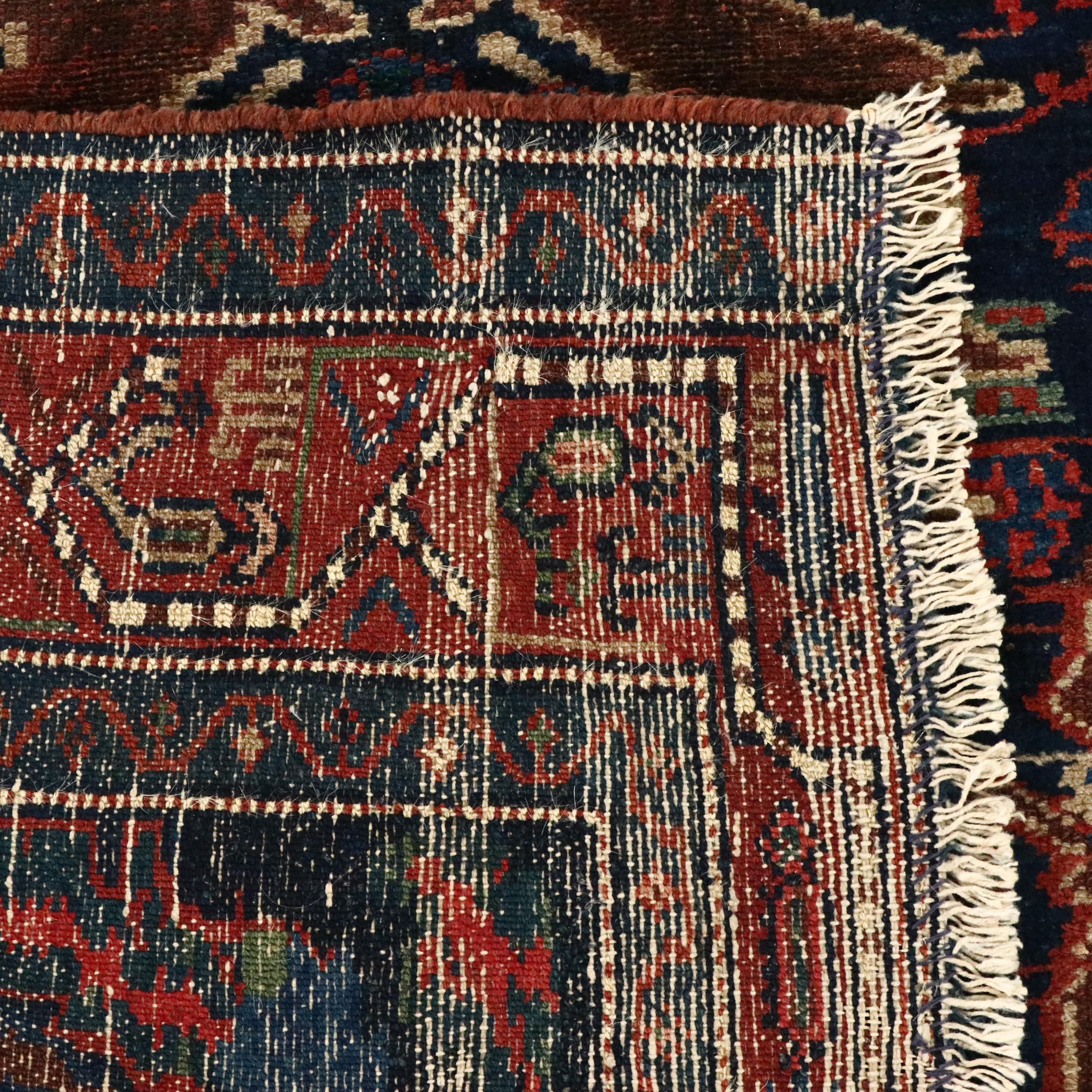 3'8 x 7' Hand-Knotted Persian Hamadan Area Rug, Semi-Antique