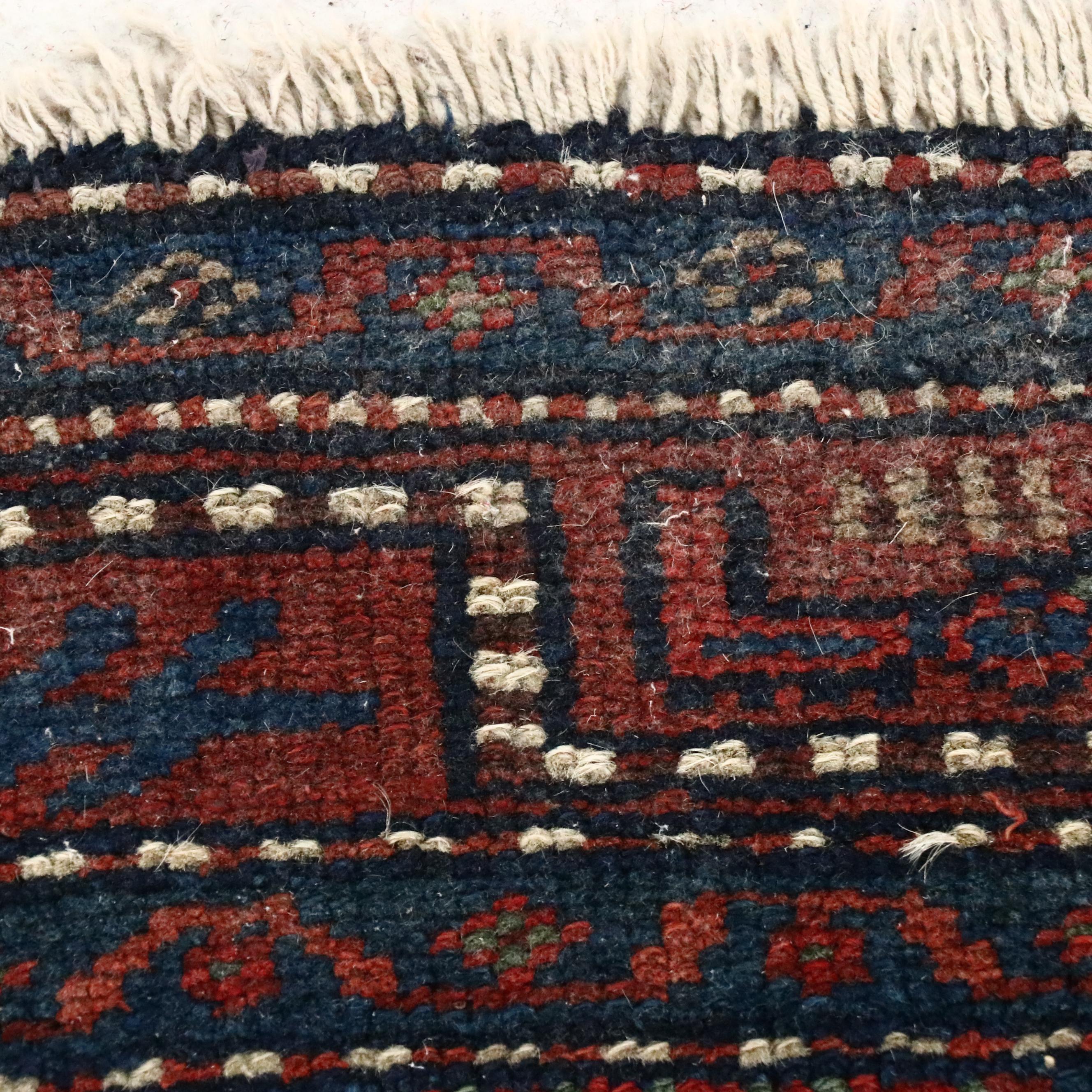 3'8 x 7' Hand-Knotted Persian Hamadan Area Rug, Semi-Antique