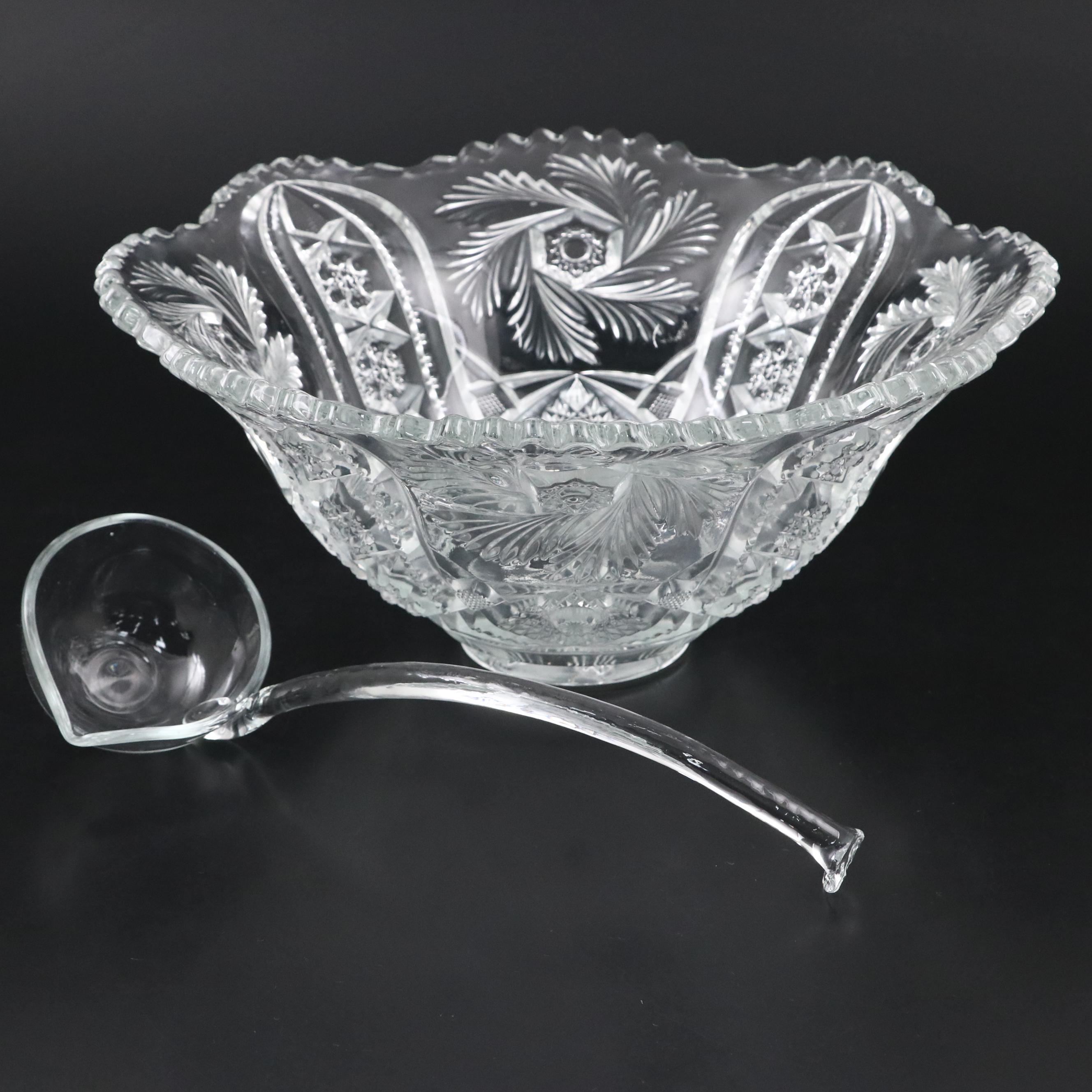 L. E. Smith Pressed Glass Punch Set, 1950s