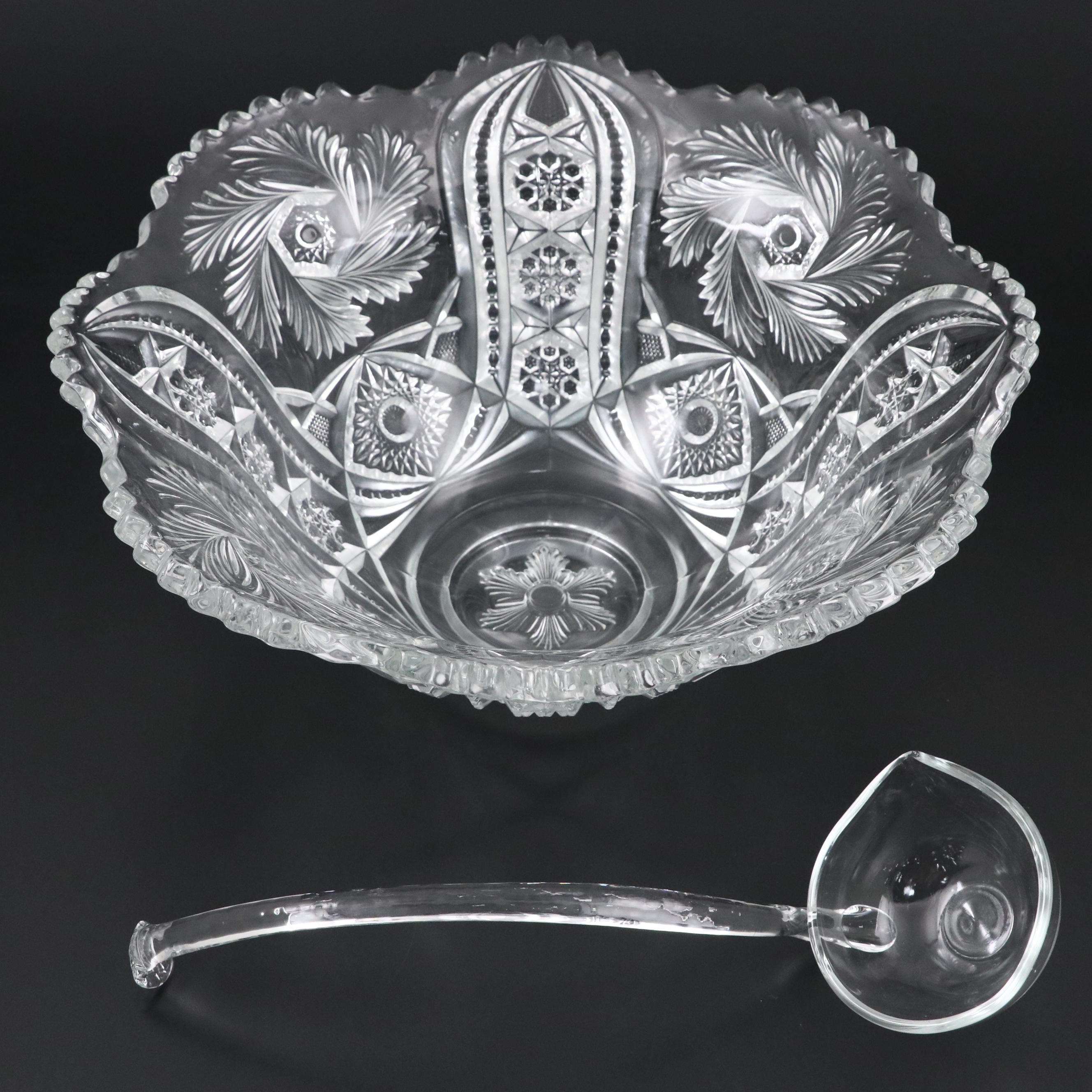 L. E. Smith Pressed Glass Punch Set, 1950s