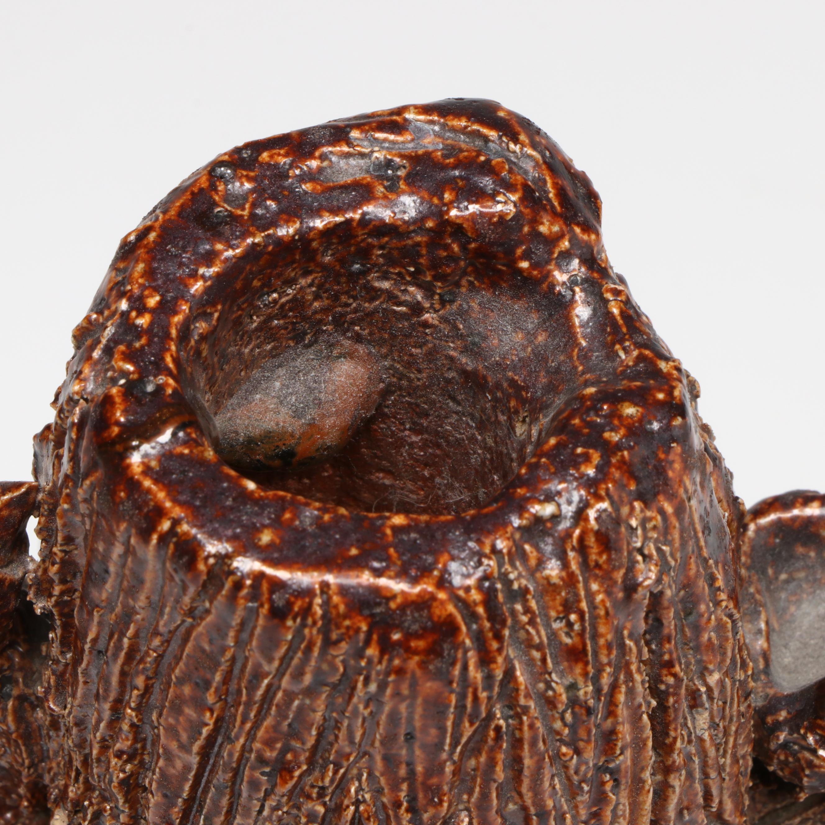 Sewer Tile Glazed Stoneware Tree Trunk and Raccoons, 19th Century