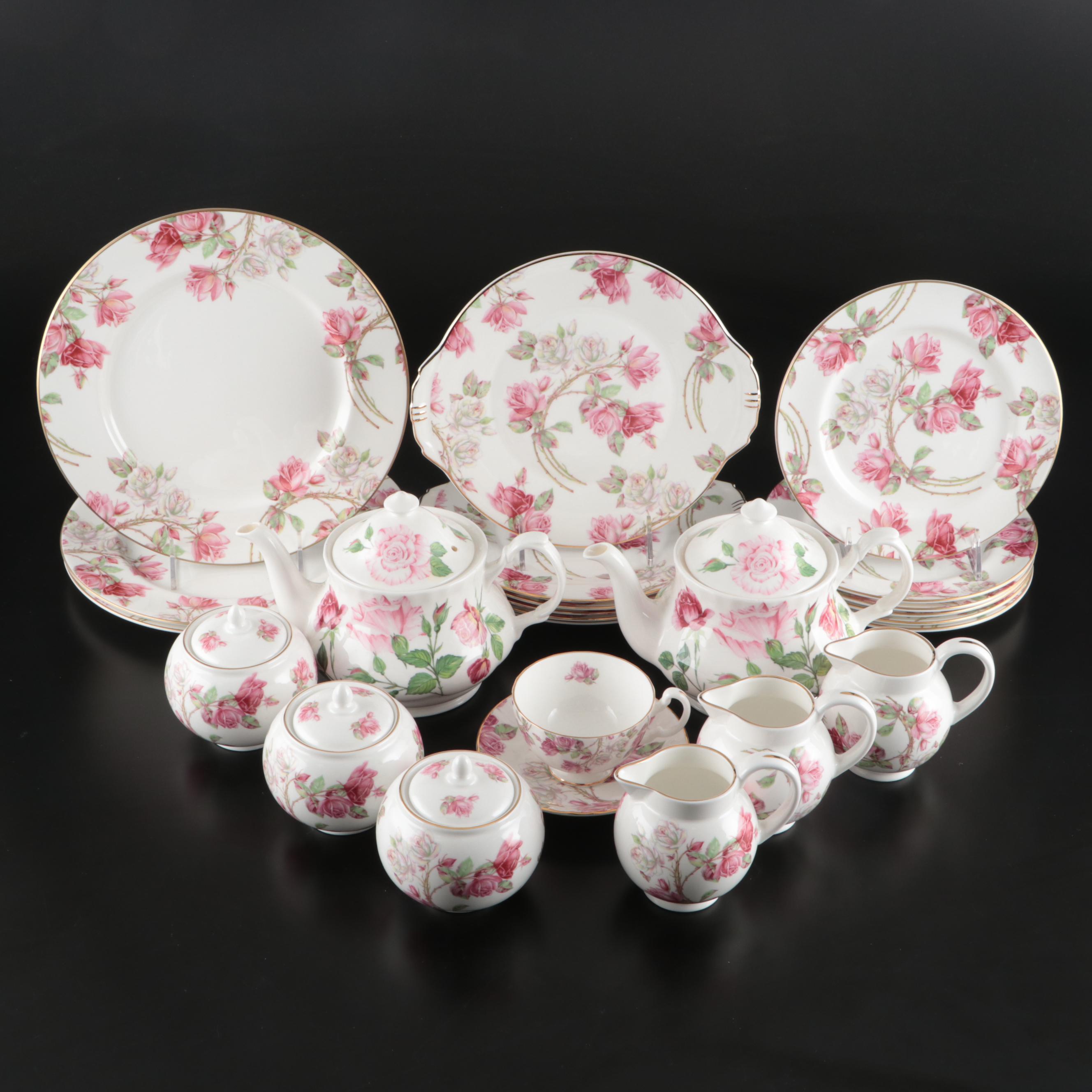Aynsley "Elizabeth Rose" Bone China Tea Service and Dinnerware