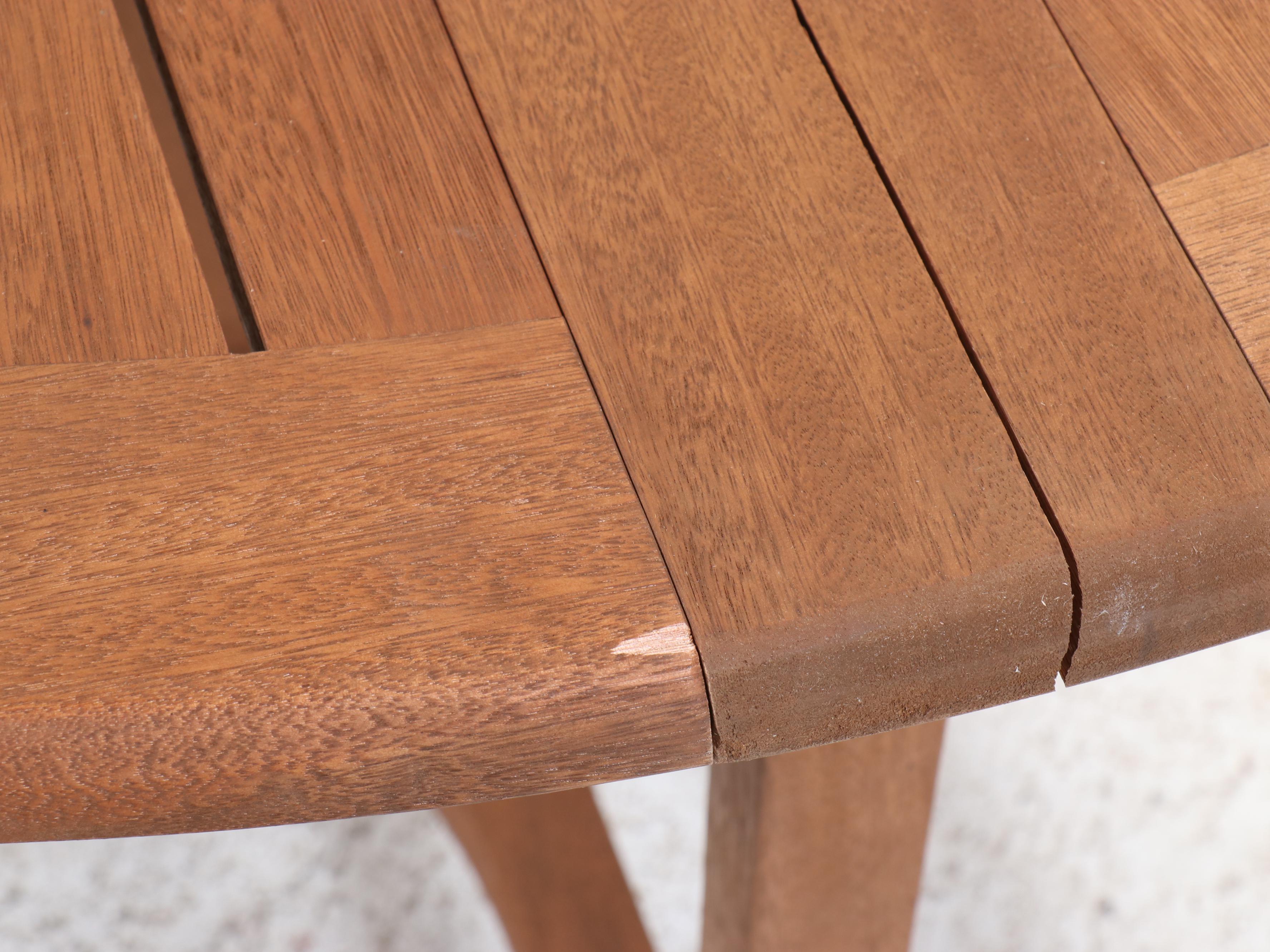 Pair of Outdoor Interiors Eucalyptus Round Folding Patio Tables