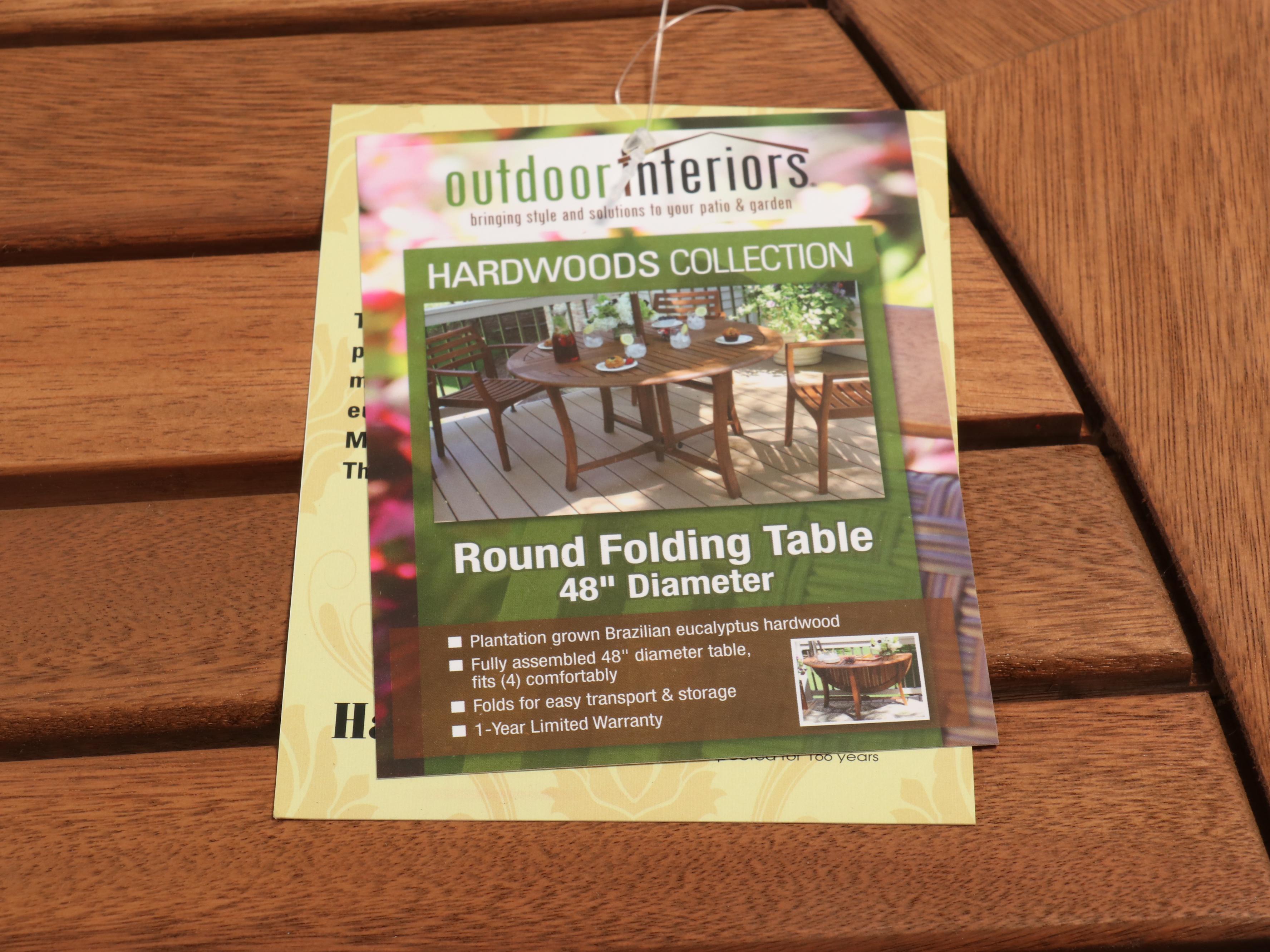 Pair of Outdoor Interiors Eucalyptus Round Folding Patio Tables