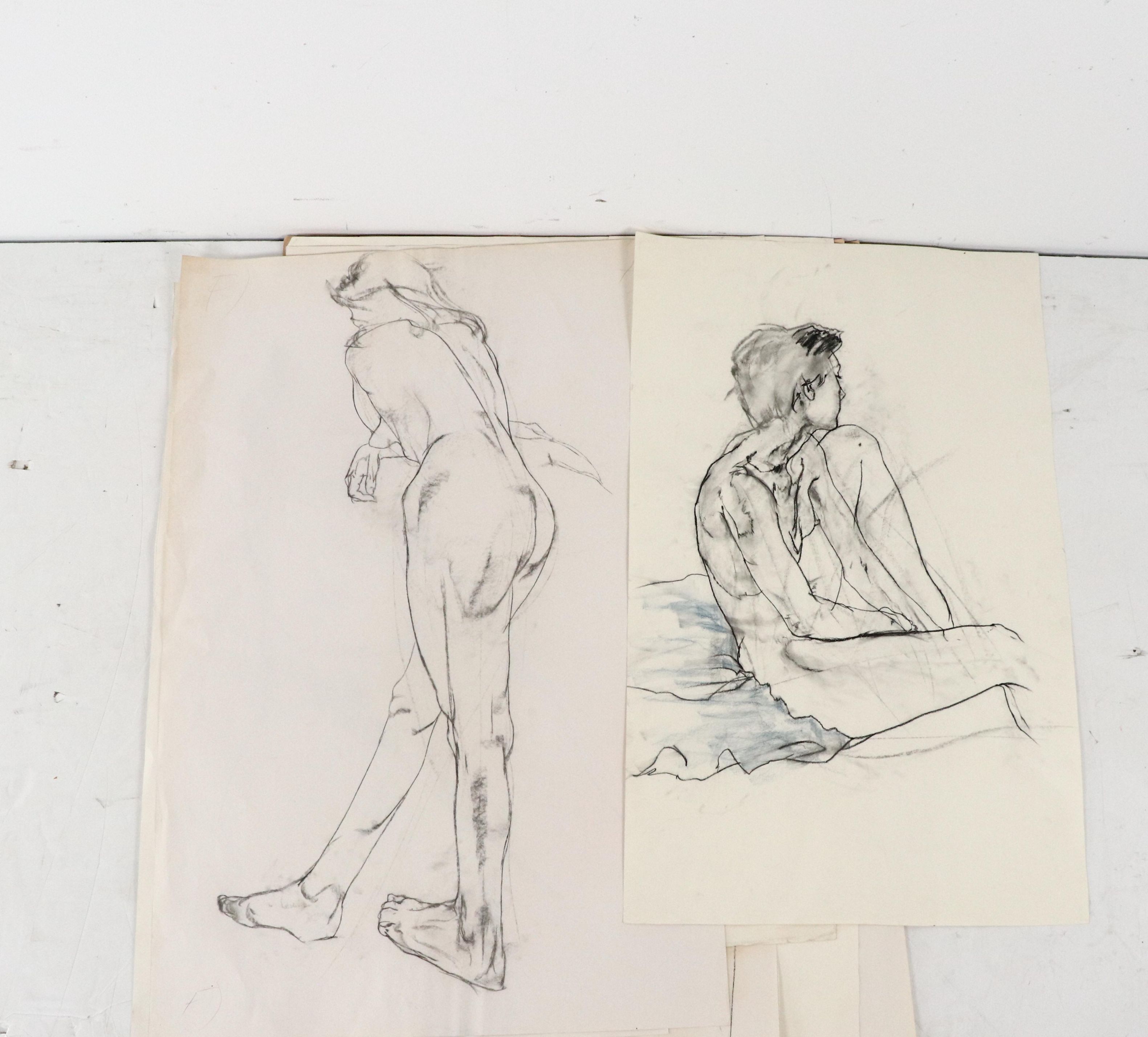 Paul Wagener Mixed Media Drawings with Figural Studies, Late 20th Century