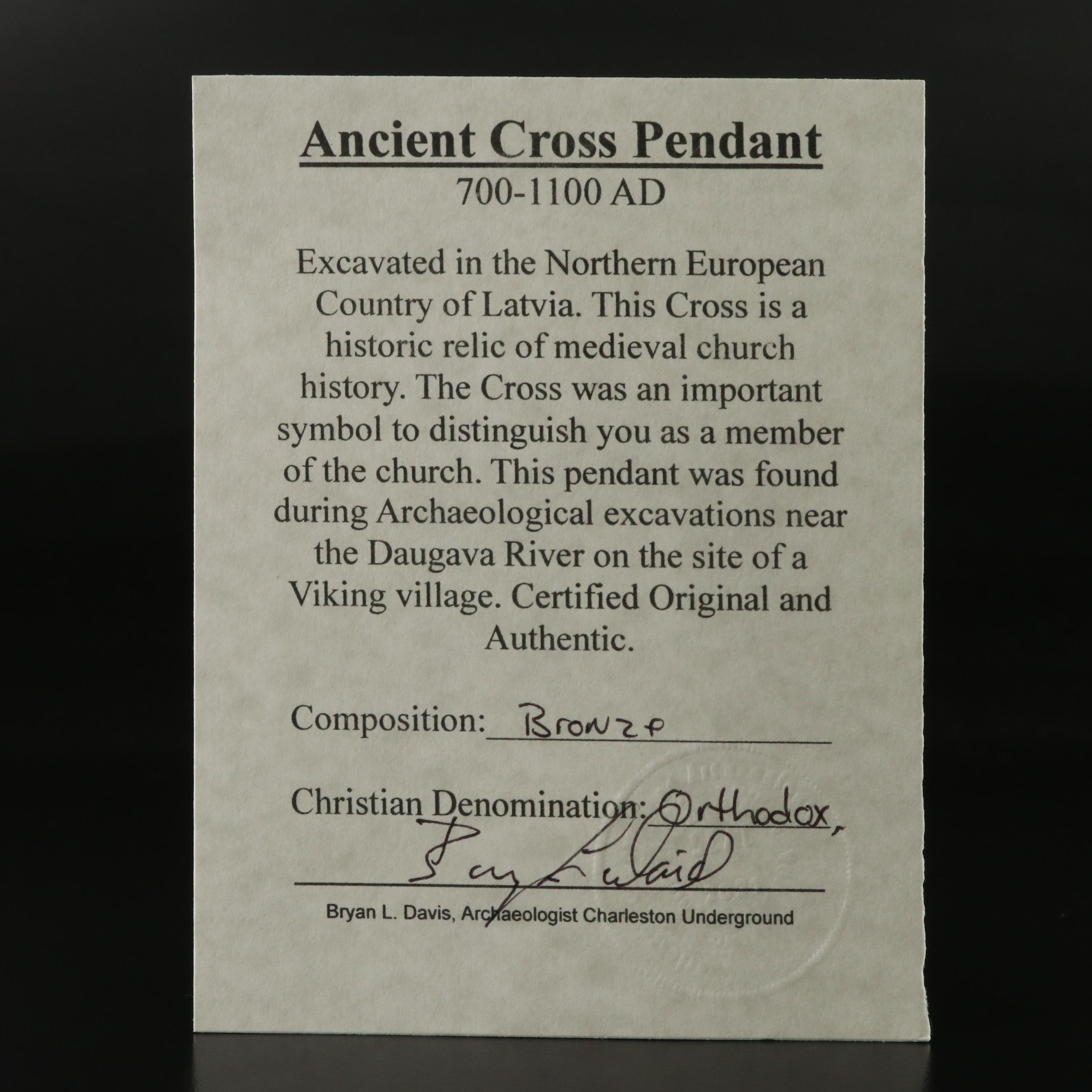 Viking Age Daugava River Bronze Cross Pendant & Atocha "Cob" Real Coin Pendant