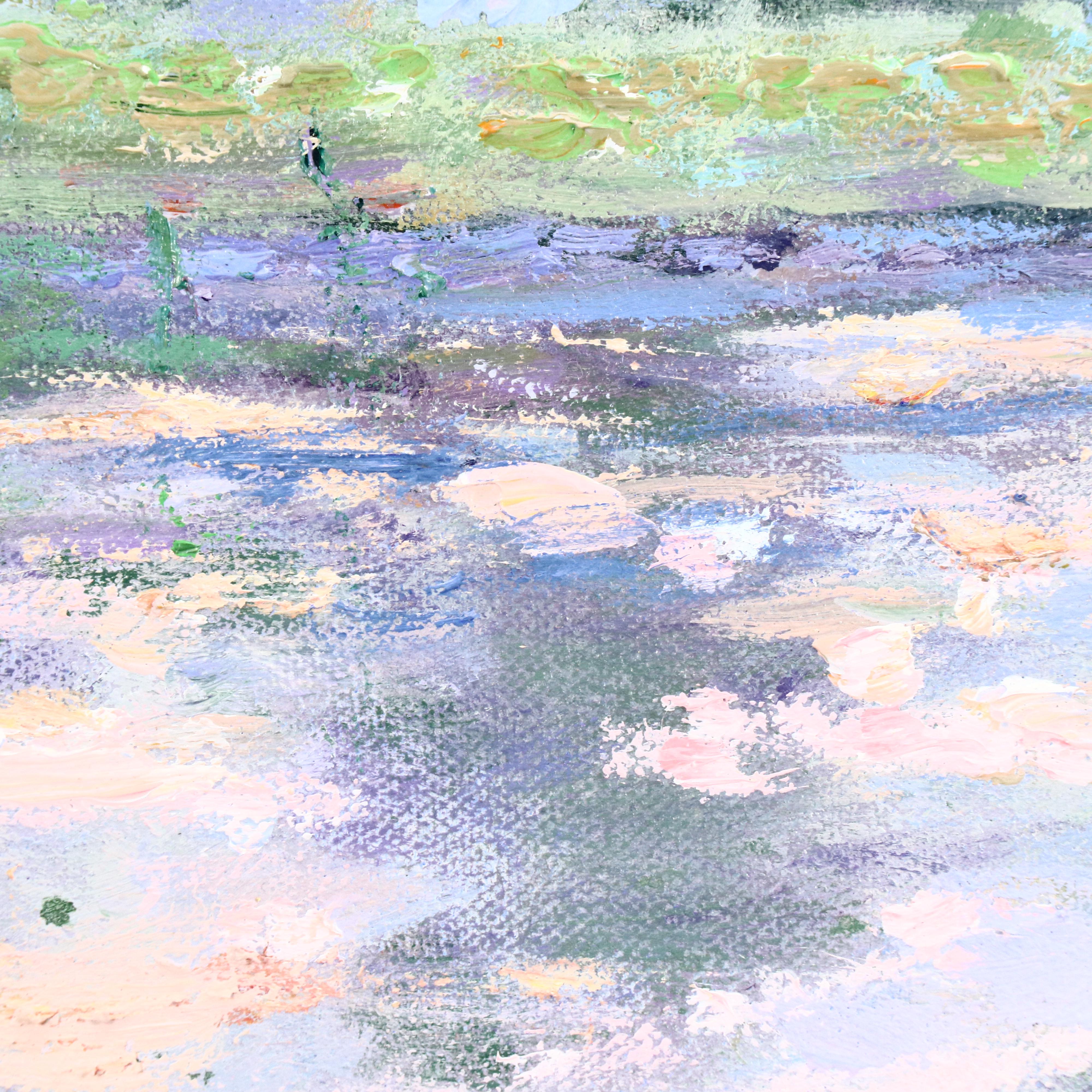 Walt Nowatka Impressionist Style River Landscape Oil Painting, Late 20th Century