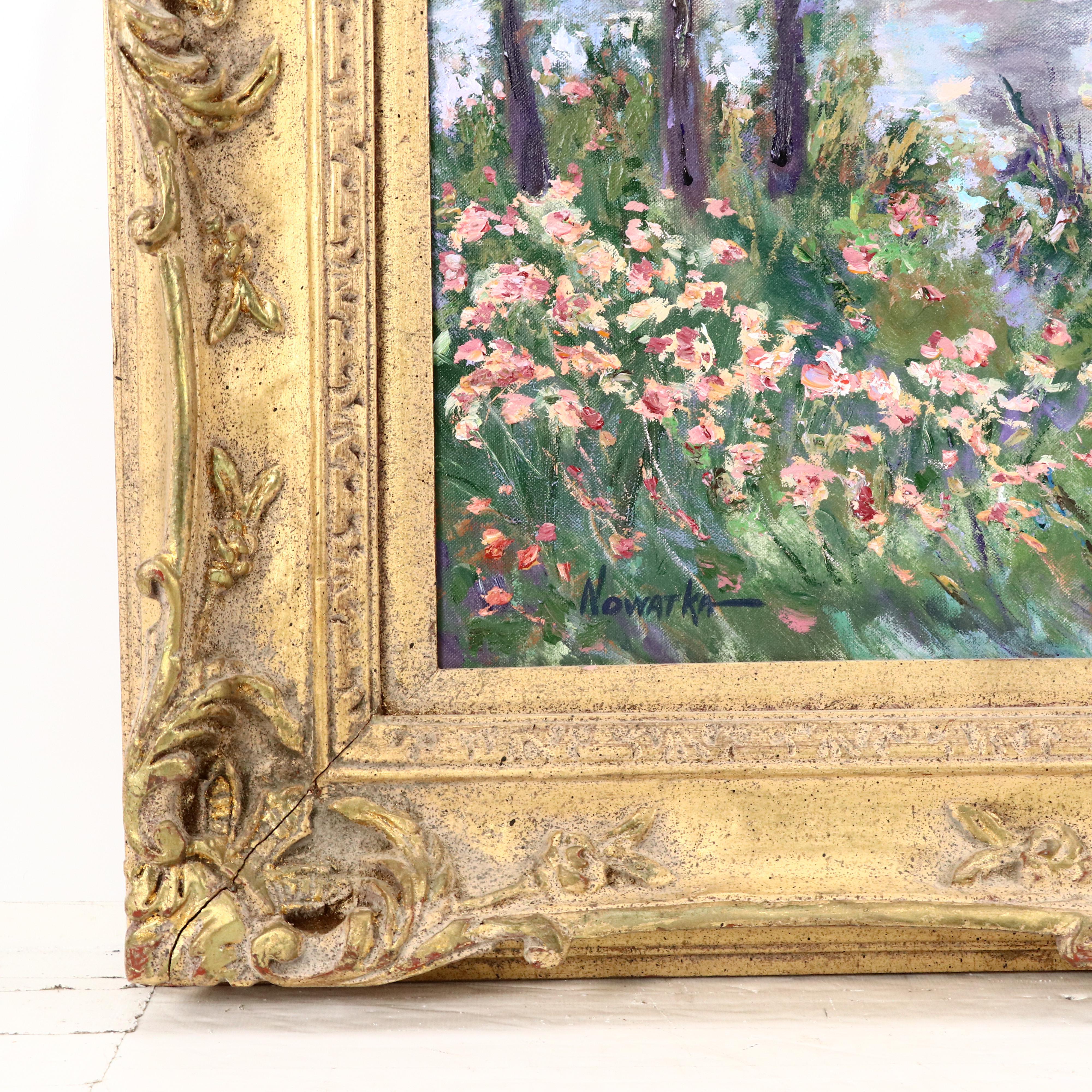 Walt Nowatka Impressionist Style River Landscape Oil Painting, Late 20th Century