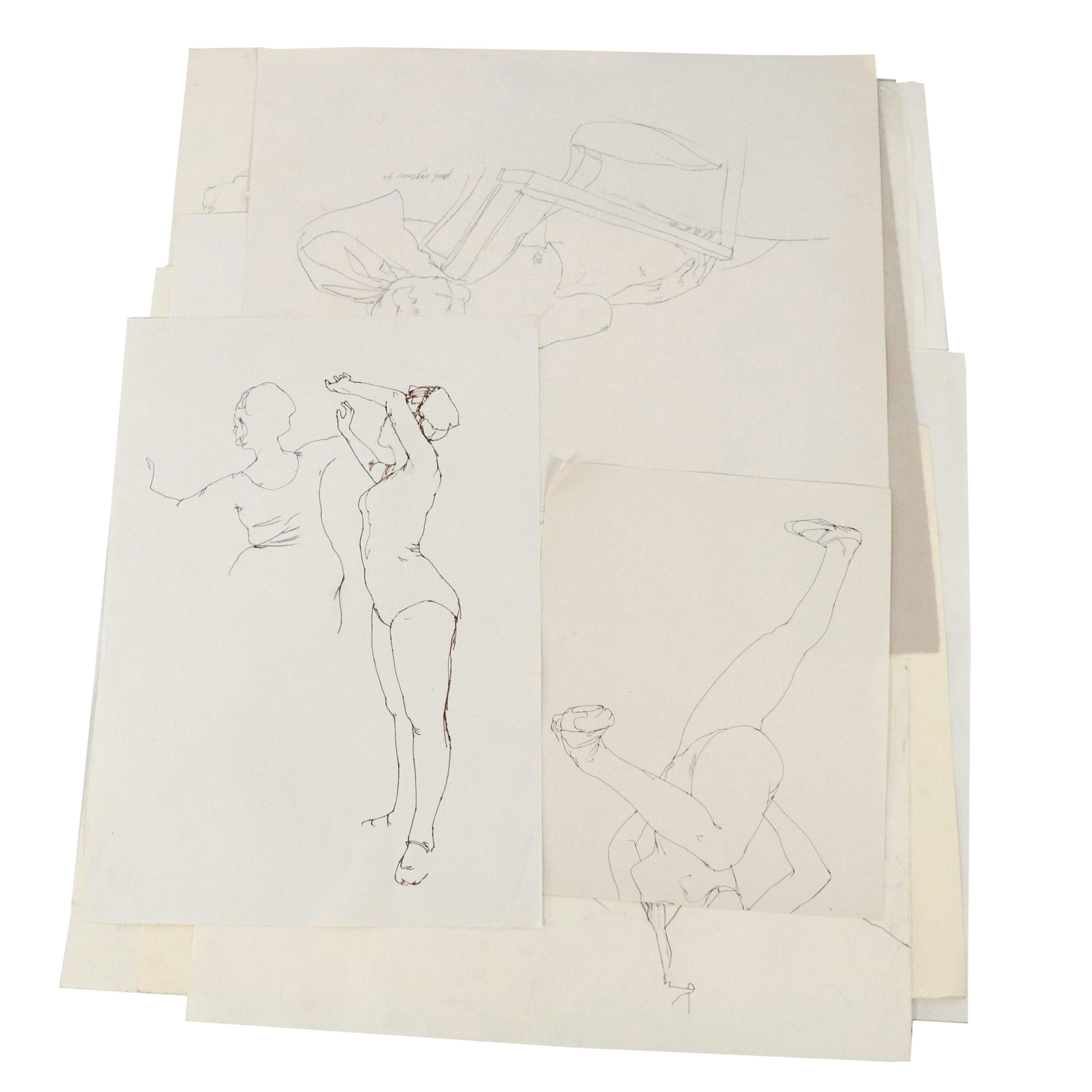 Paul Wagener Mixed Media Drawings, Late 20th Century