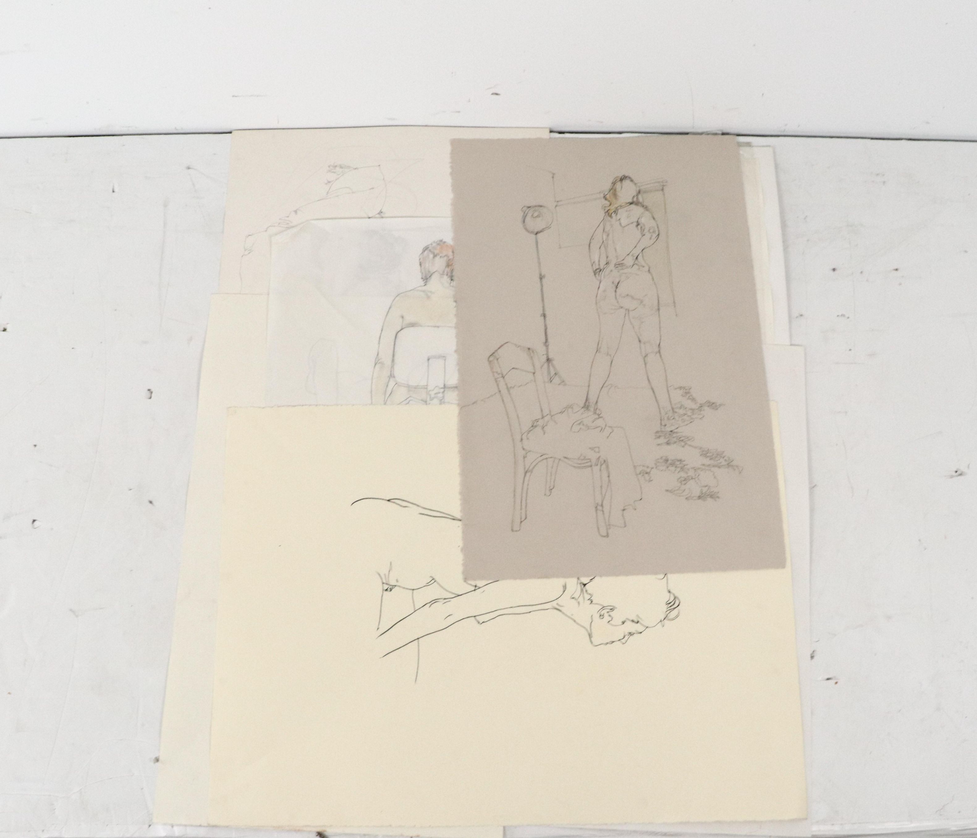 Paul Wagener Mixed Media Drawings, Late 20th Century