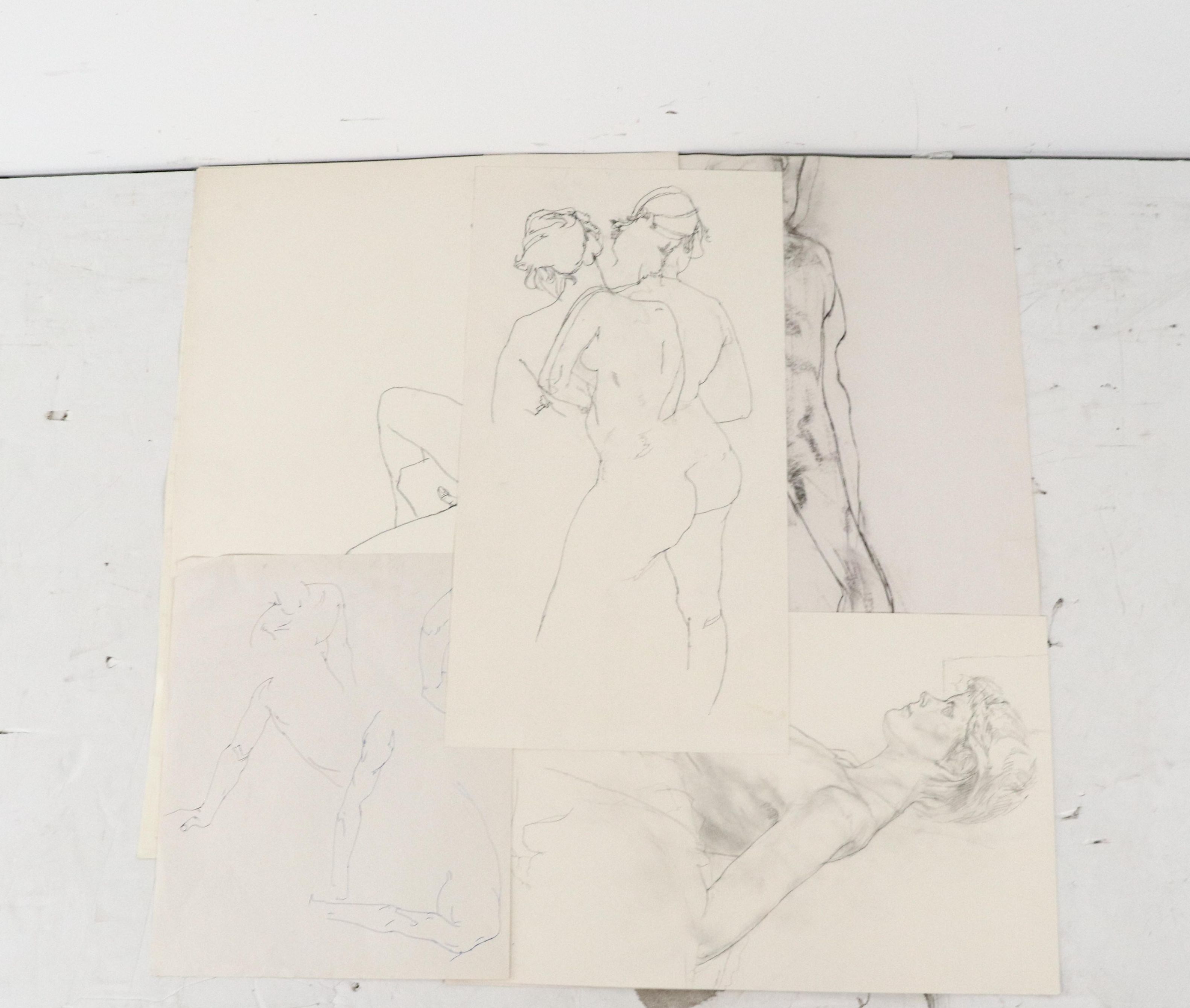 Paul Wagener Figurative Graphite Drawings, Late 20th Century