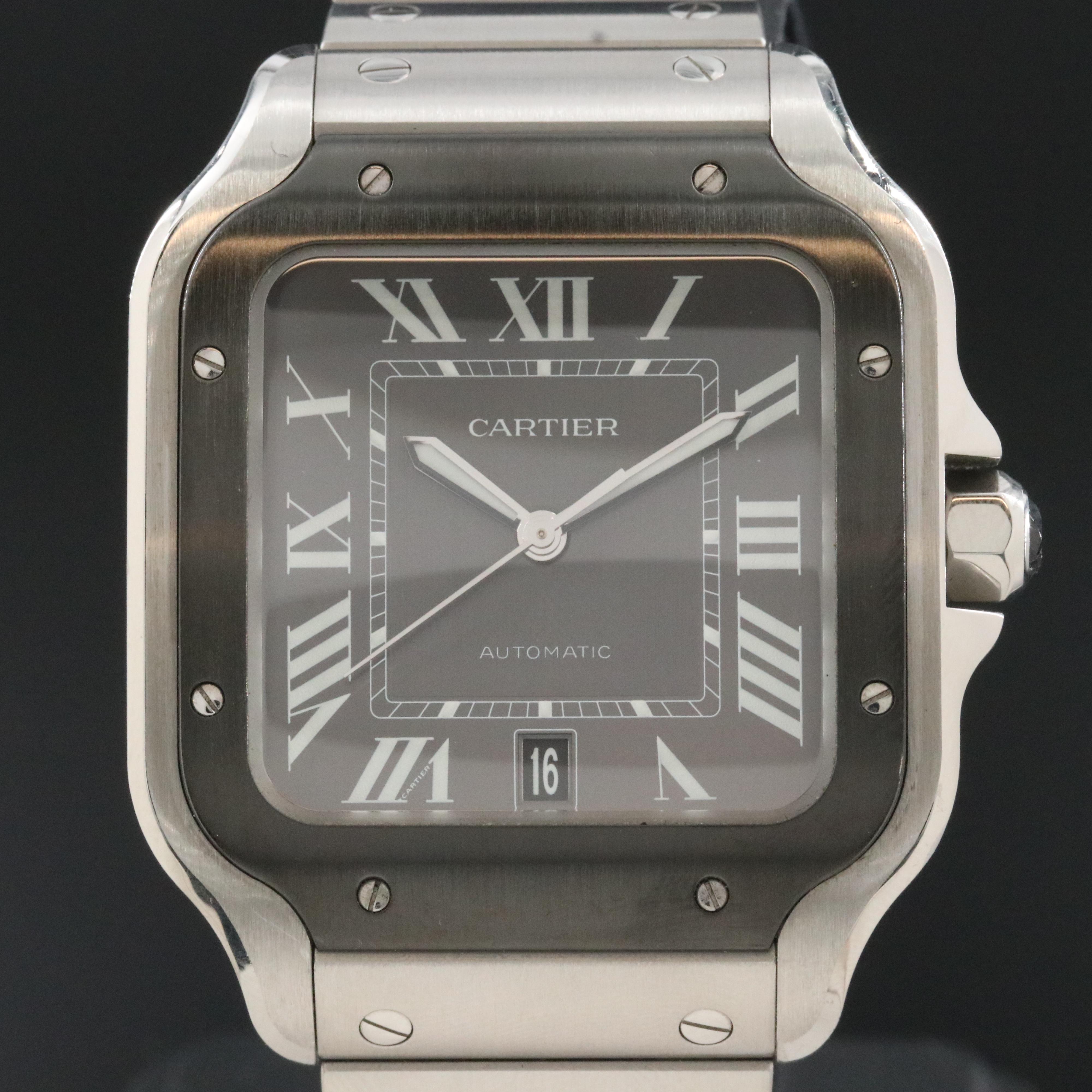 Cartier Santos de Cartier Grey Dial 38mm Steel Automatic Watch WSSA0037