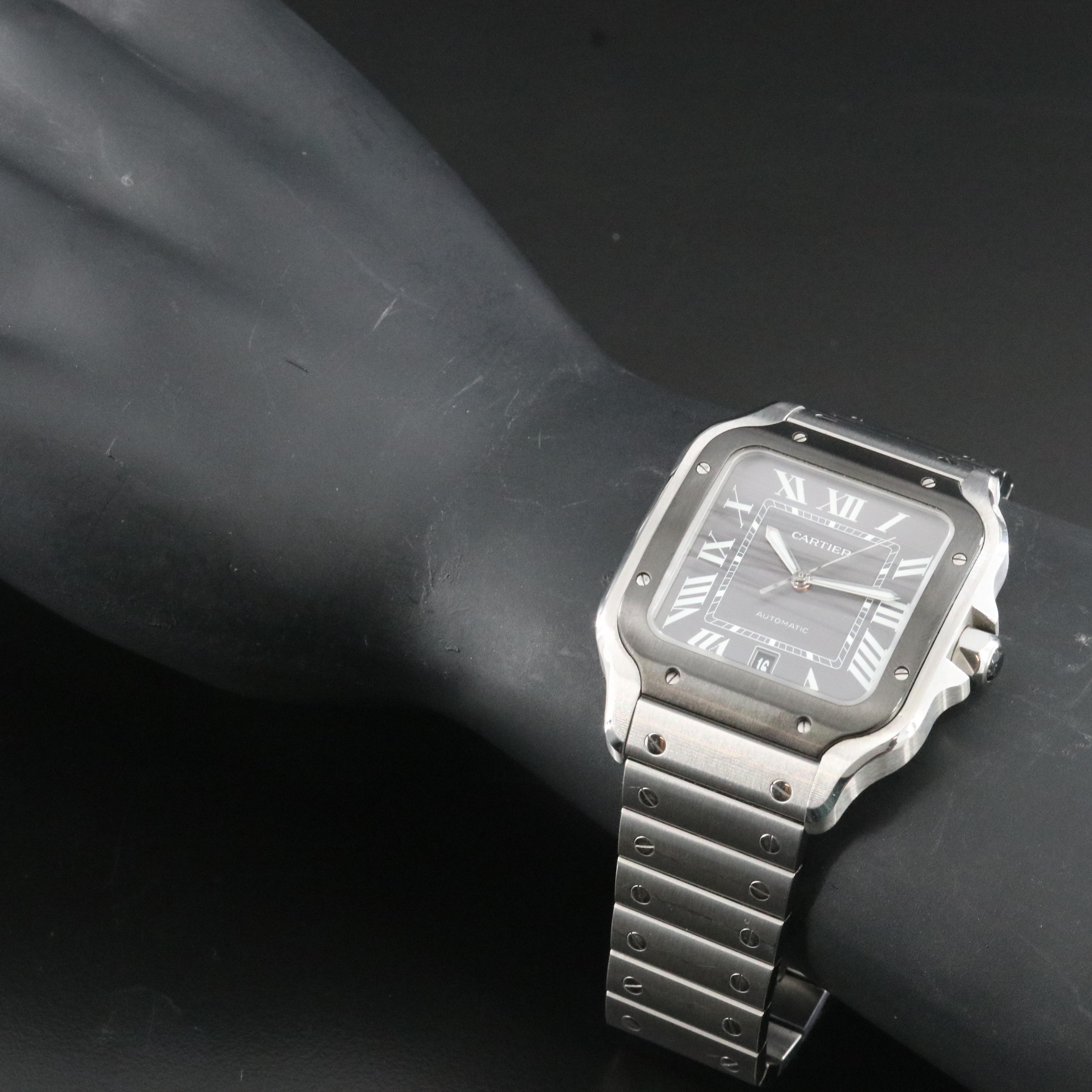 Cartier Santos de Cartier Grey Dial 38mm Steel Automatic Watch WSSA0037