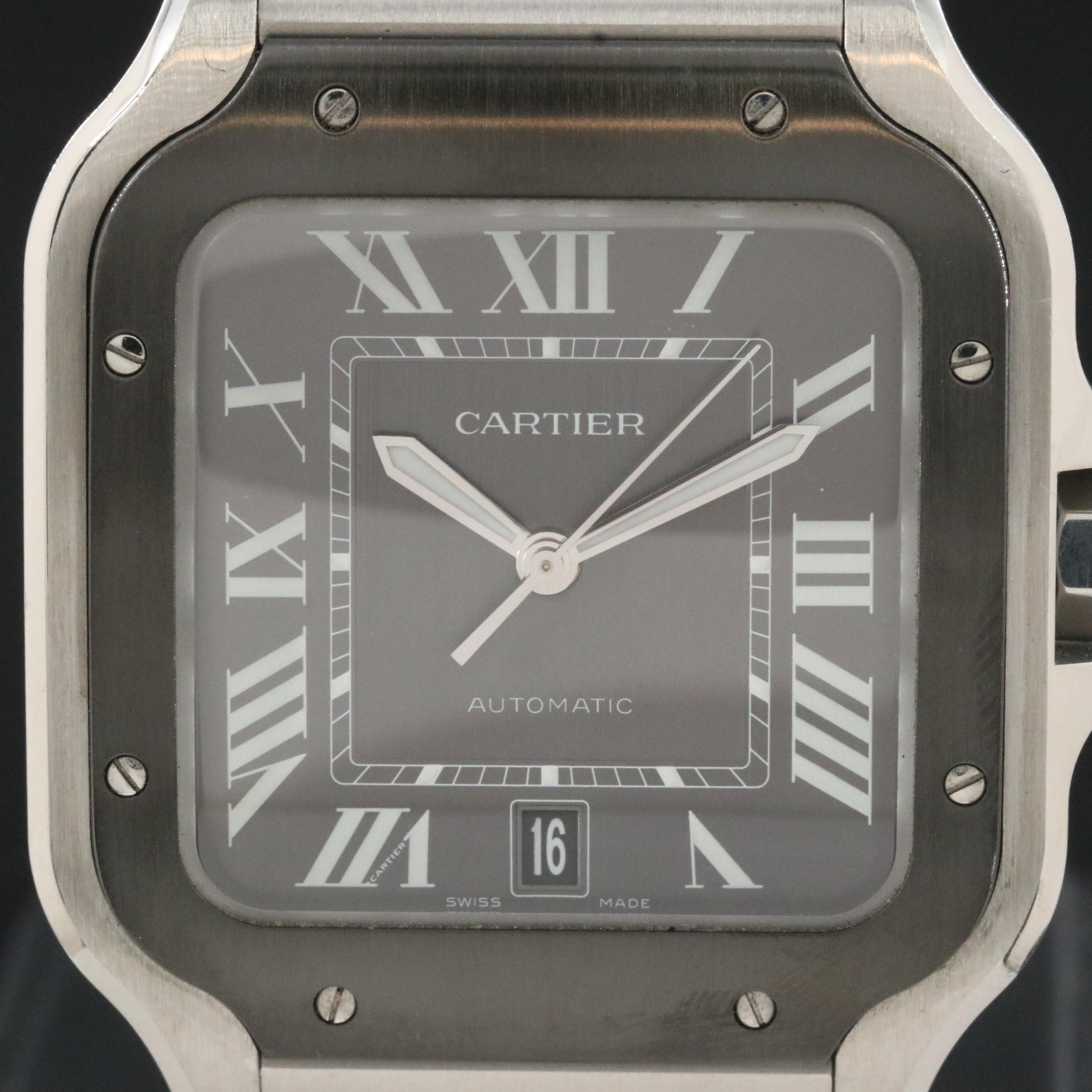 Cartier Santos de Cartier Grey Dial 38mm Steel Automatic Watch WSSA0037