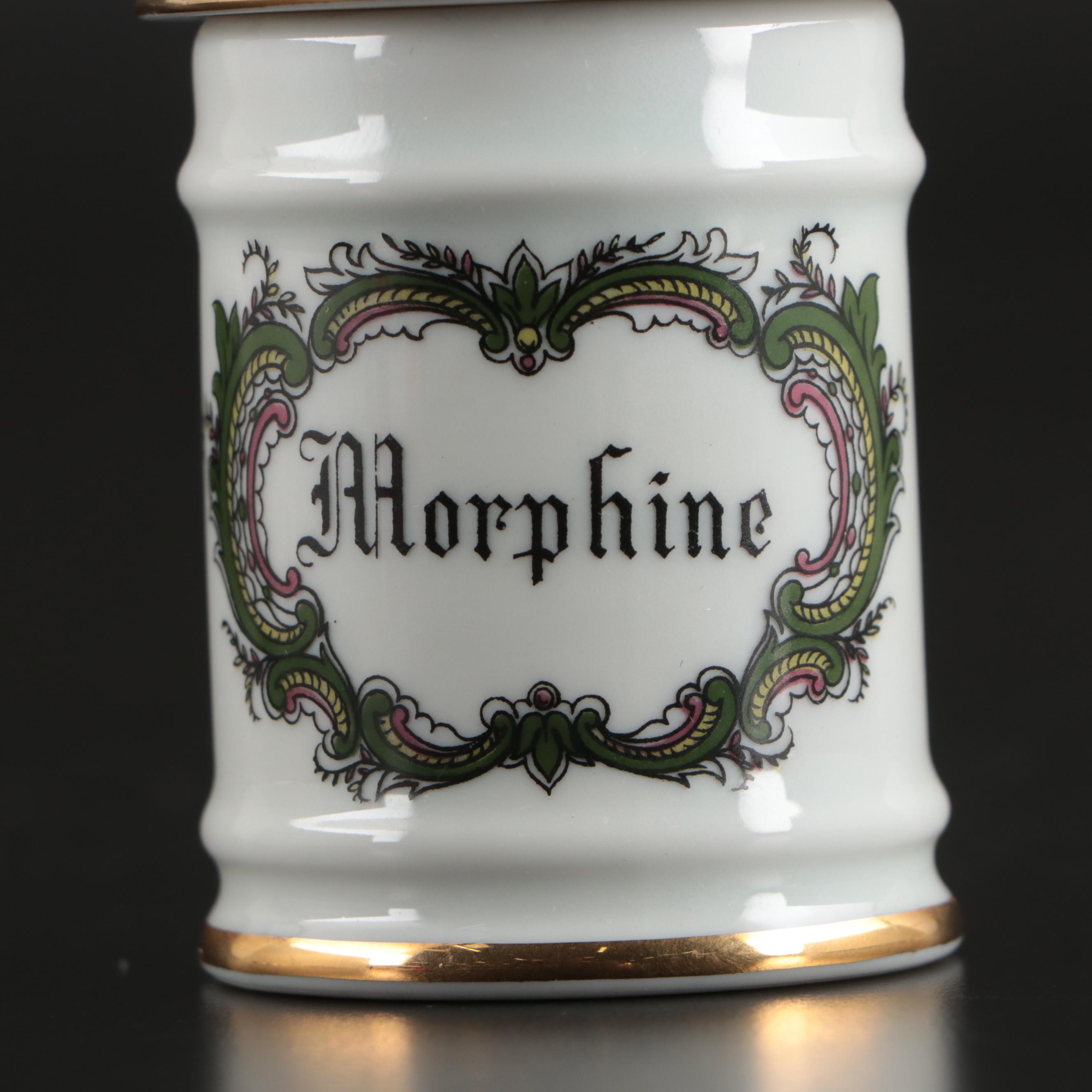 French Limoges Porcelain Morphine Apothecary Jar