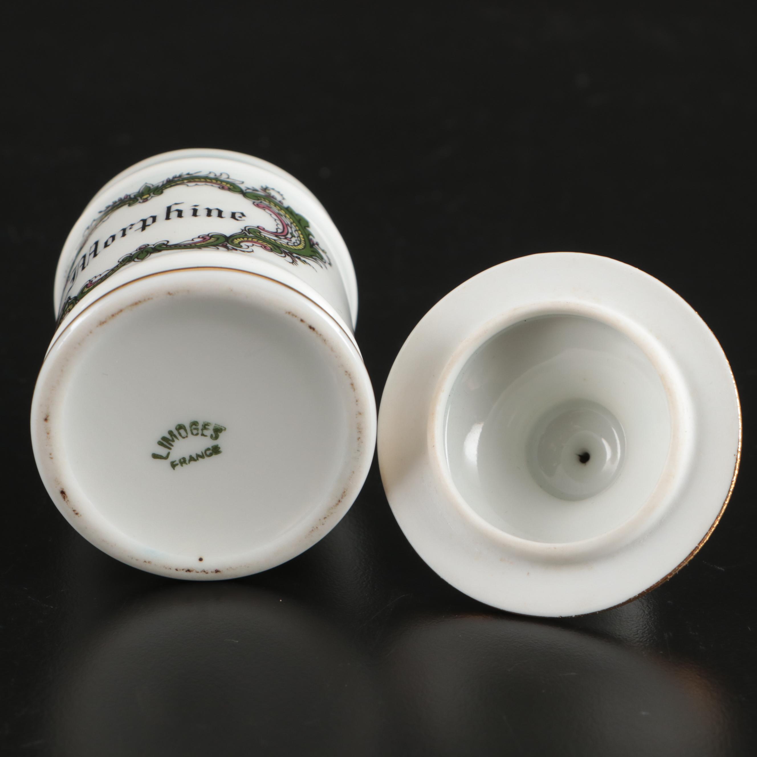 French Limoges Porcelain Morphine Apothecary Jar
