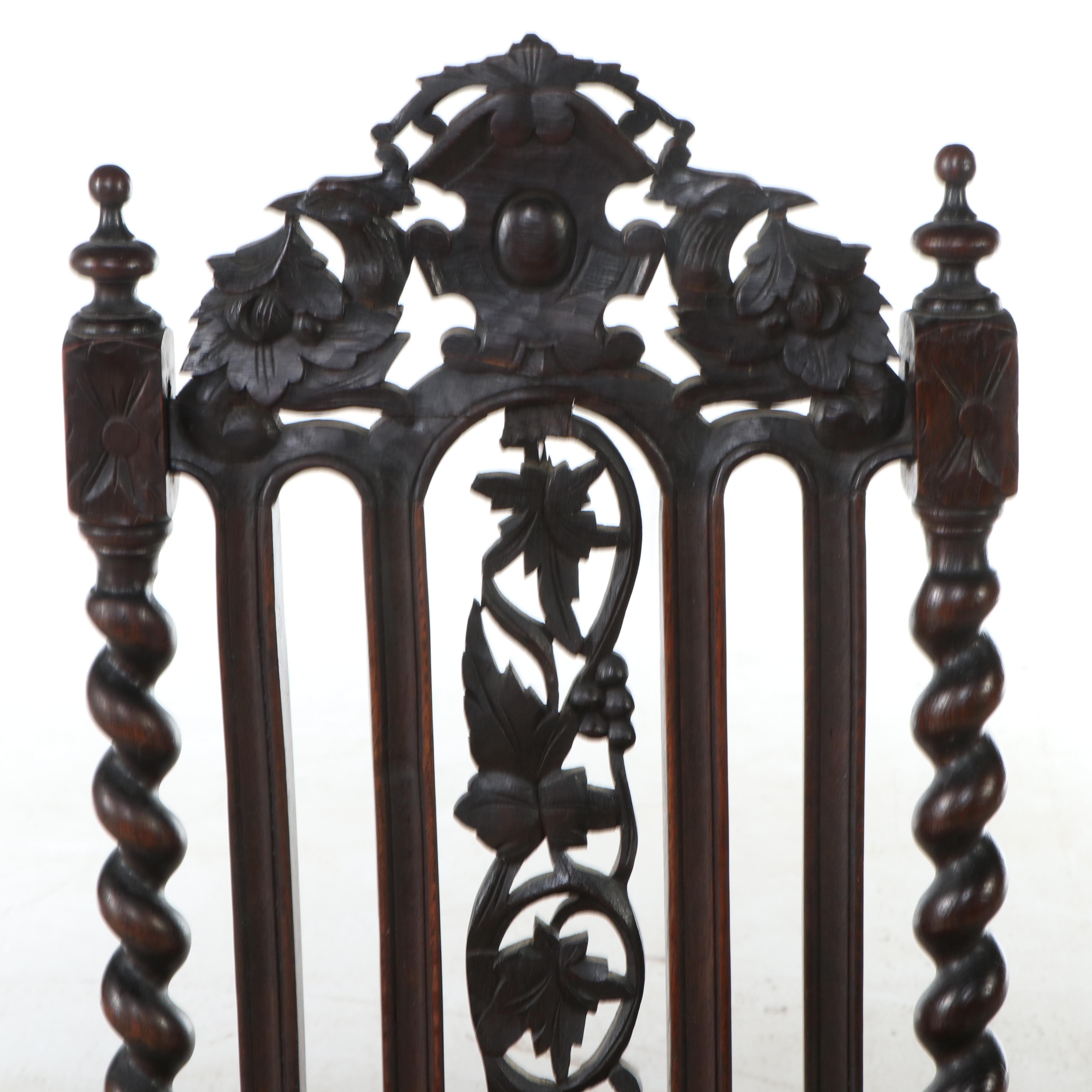 Renaissance Revival Style Oak Side Chair, Early 20th Century