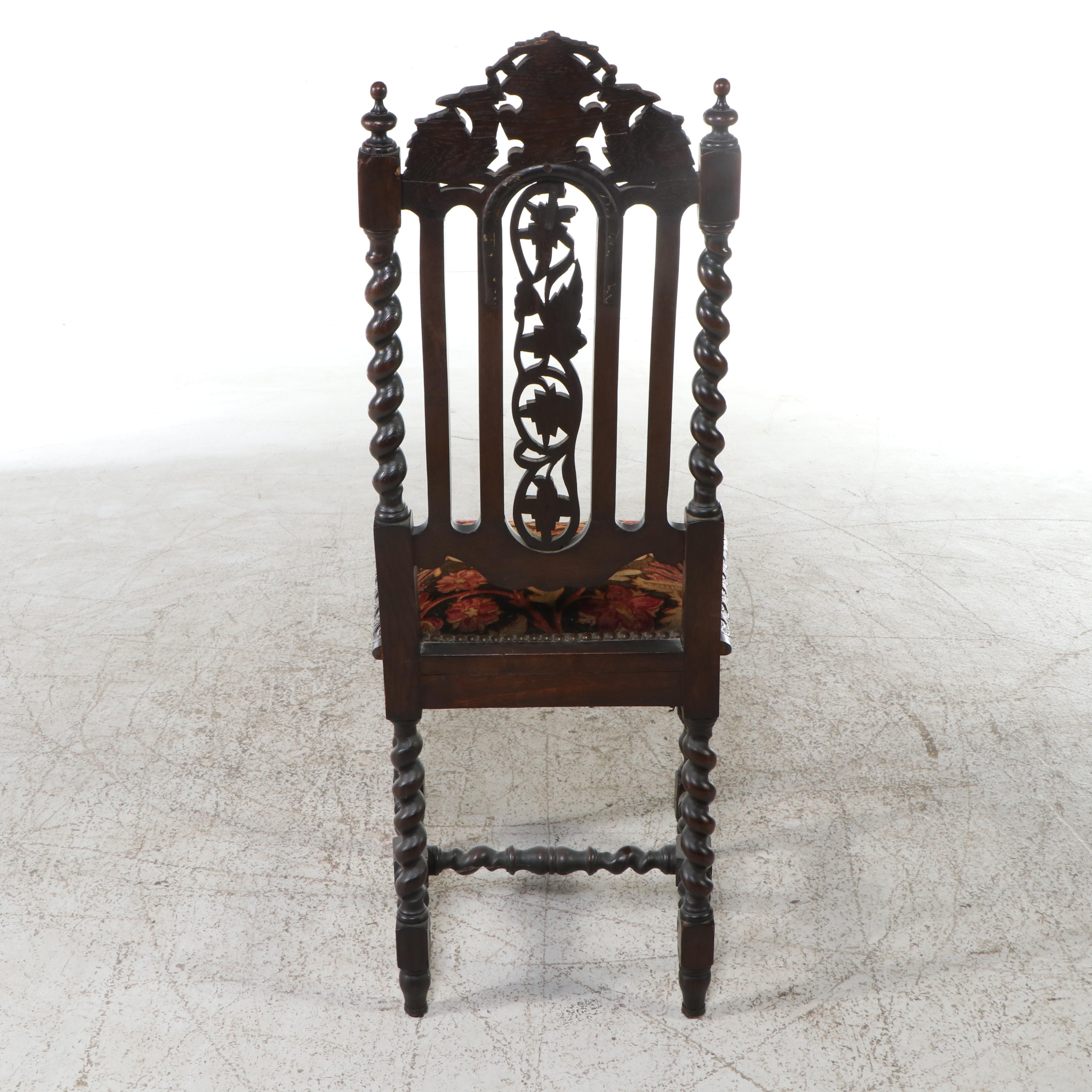 Renaissance Revival Style Oak Side Chair, Early 20th Century