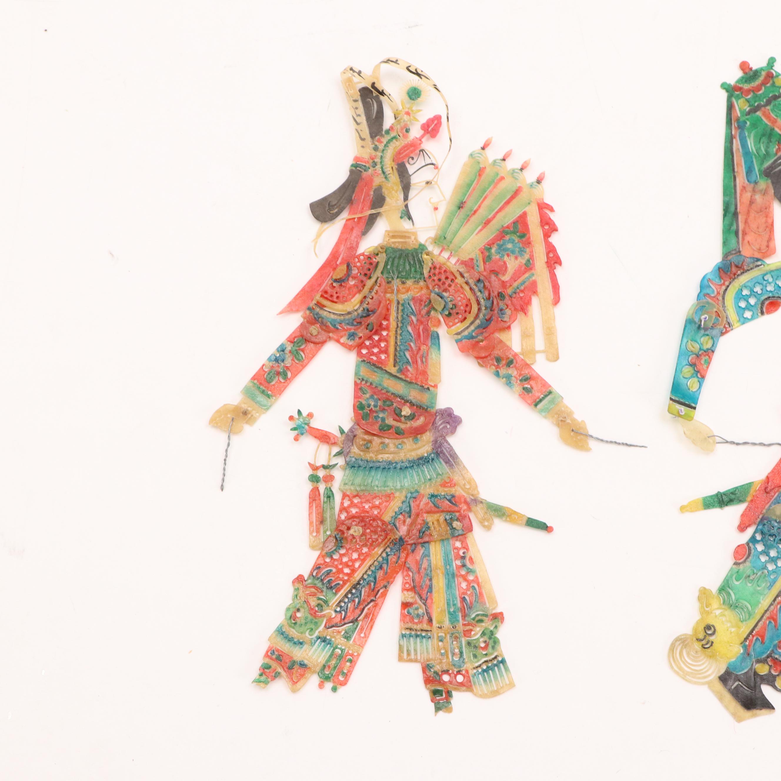 Hand-Painted Leather Articulated Chinese Shadow Puppets