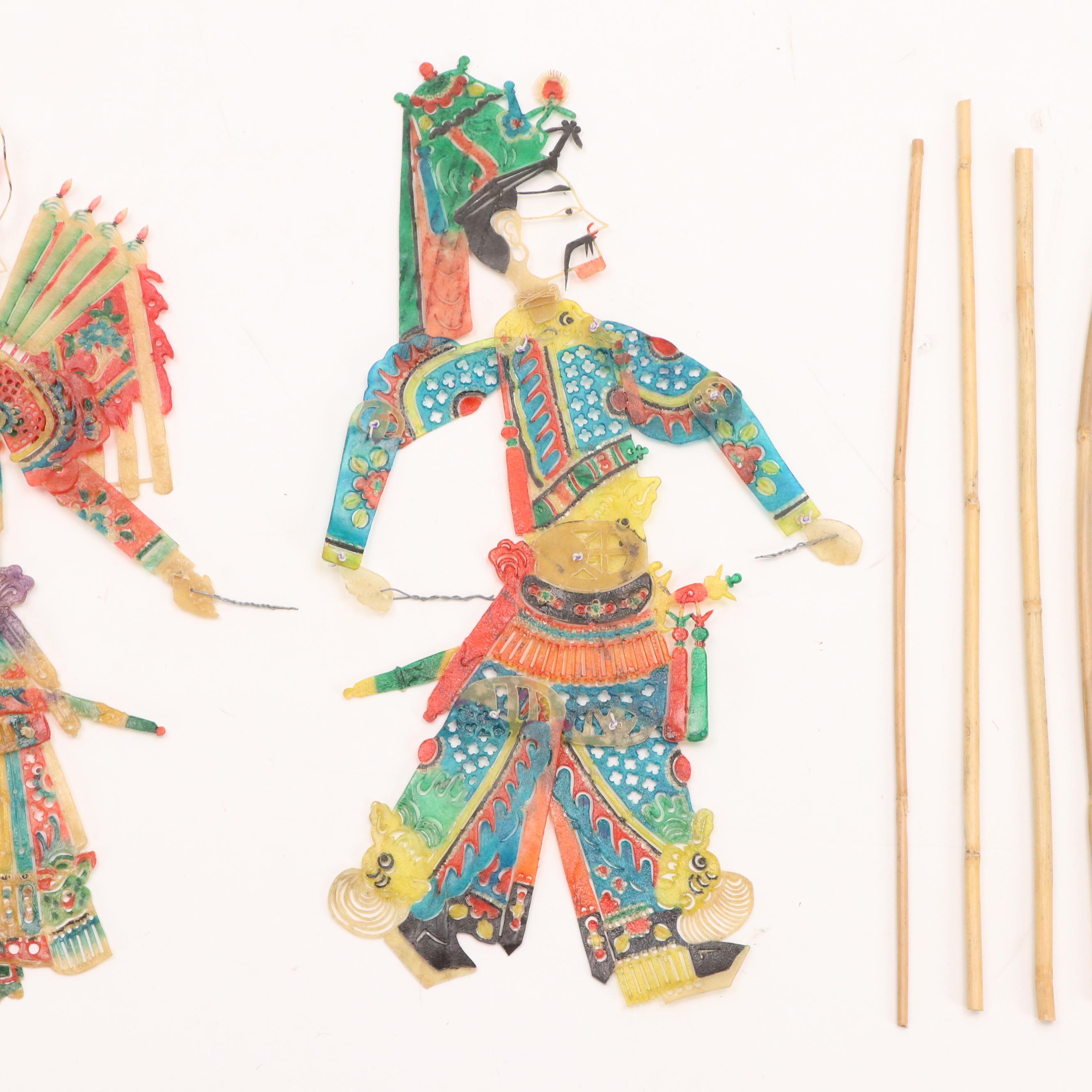 Hand-Painted Leather Articulated Chinese Shadow Puppets