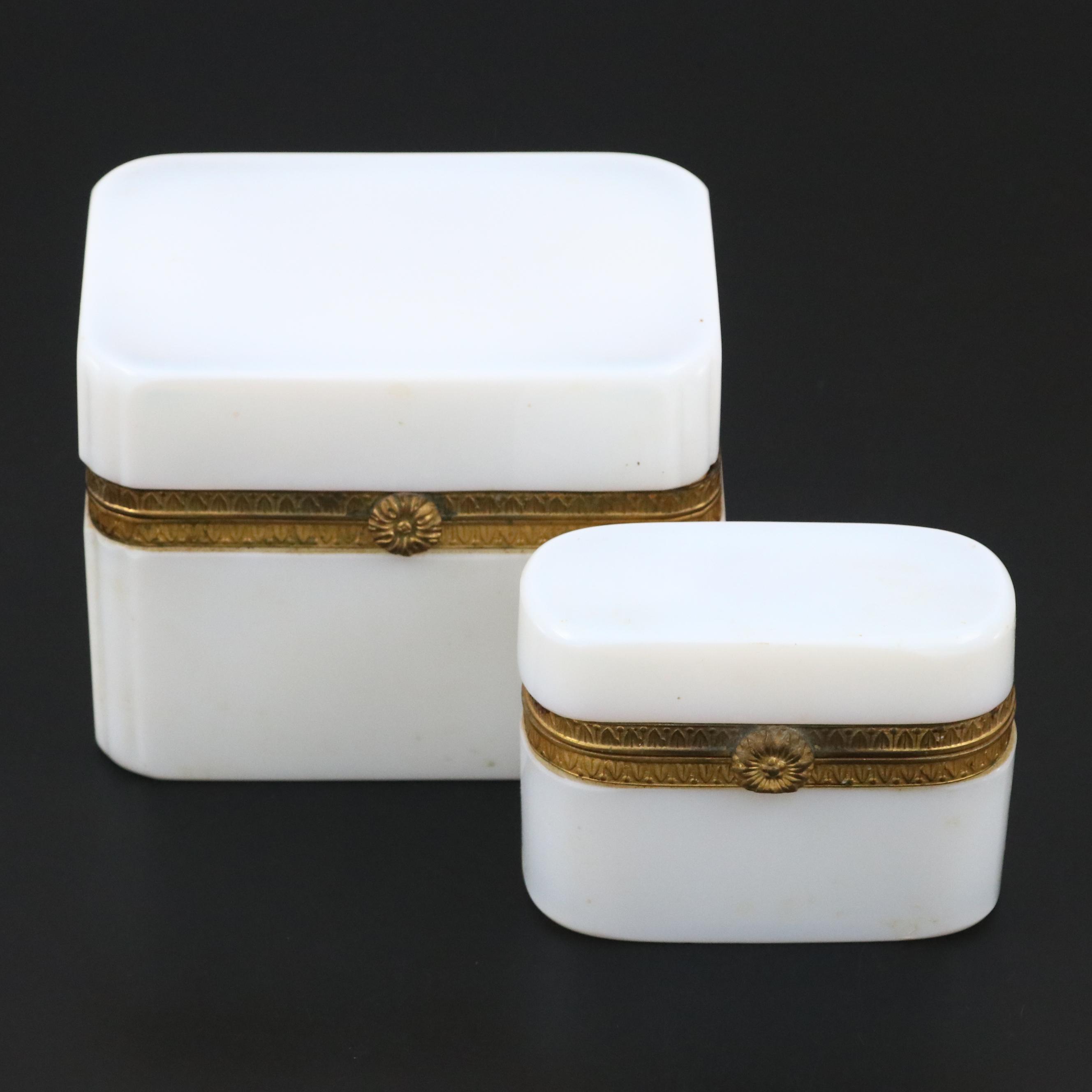 French Style Opaline and Gilt Metal Boxes