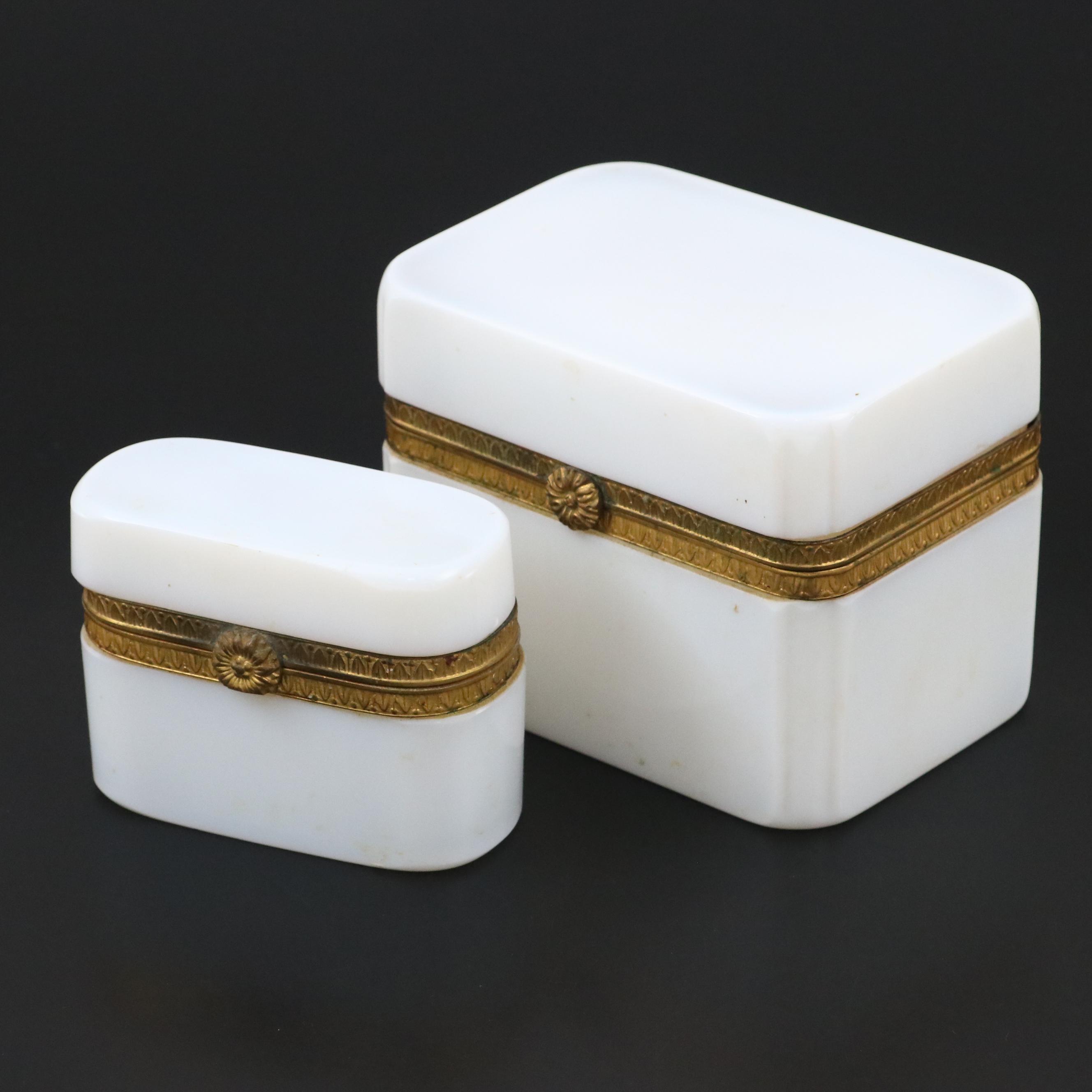 French Style Opaline and Gilt Metal Boxes