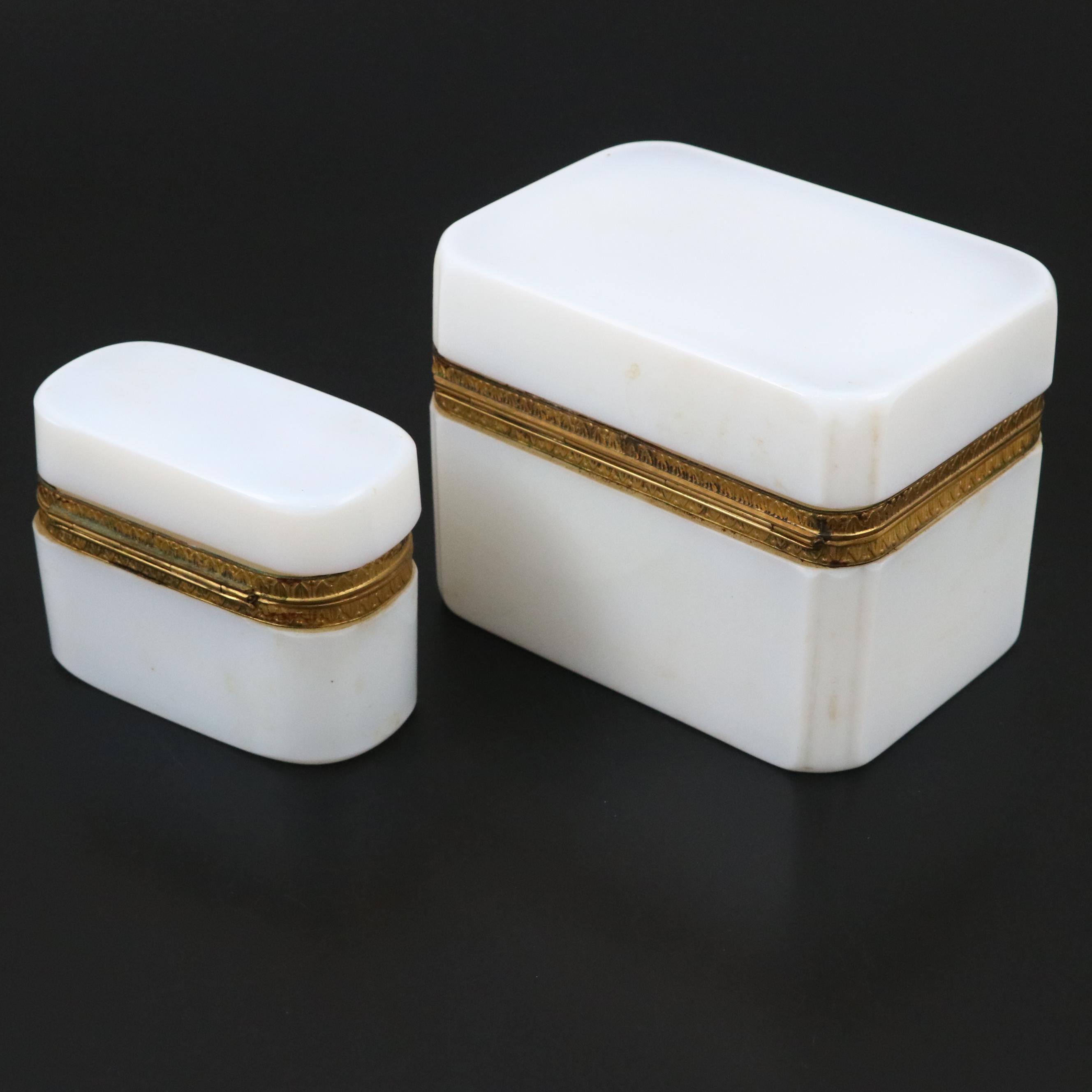 French Style Opaline and Gilt Metal Boxes