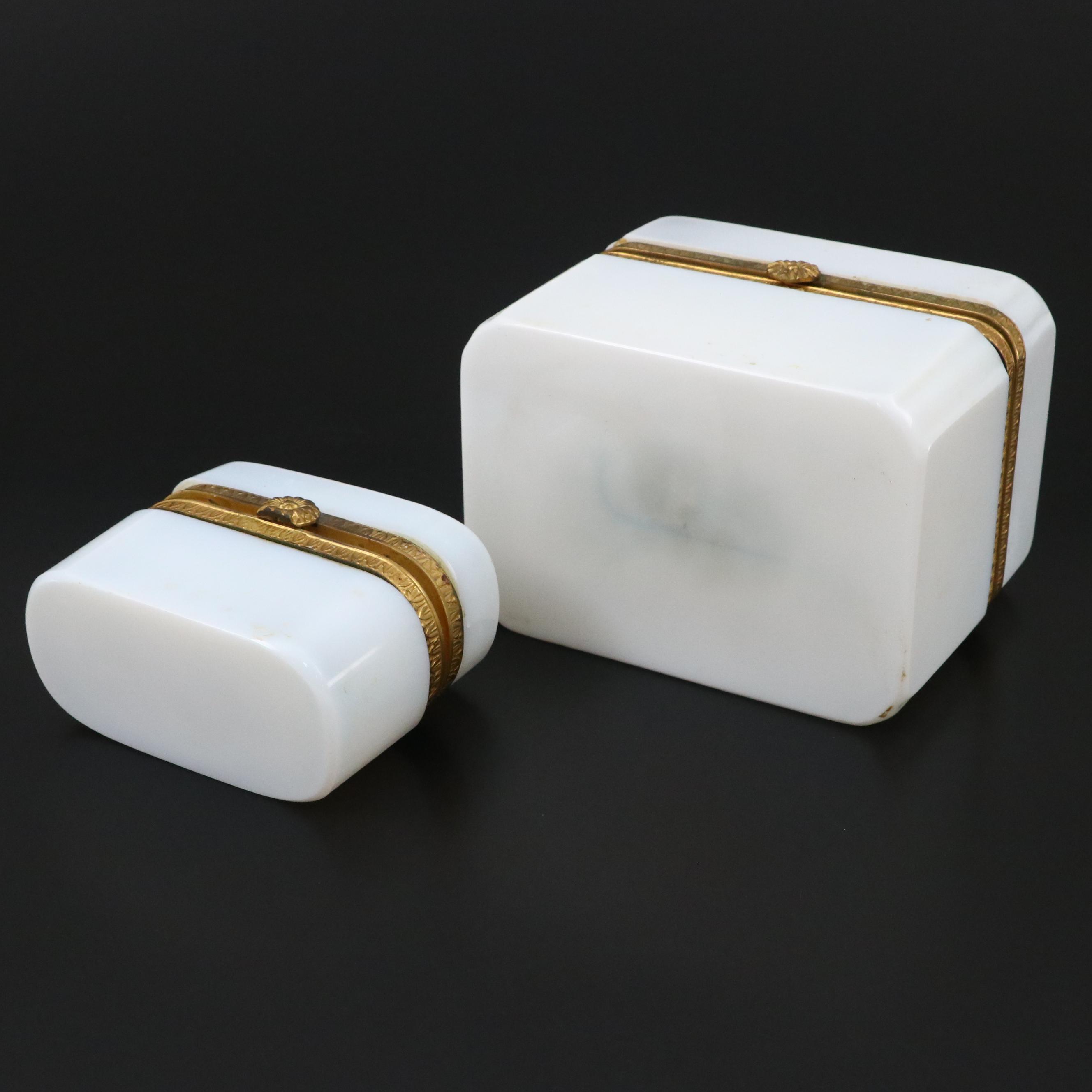 French Style Opaline and Gilt Metal Boxes