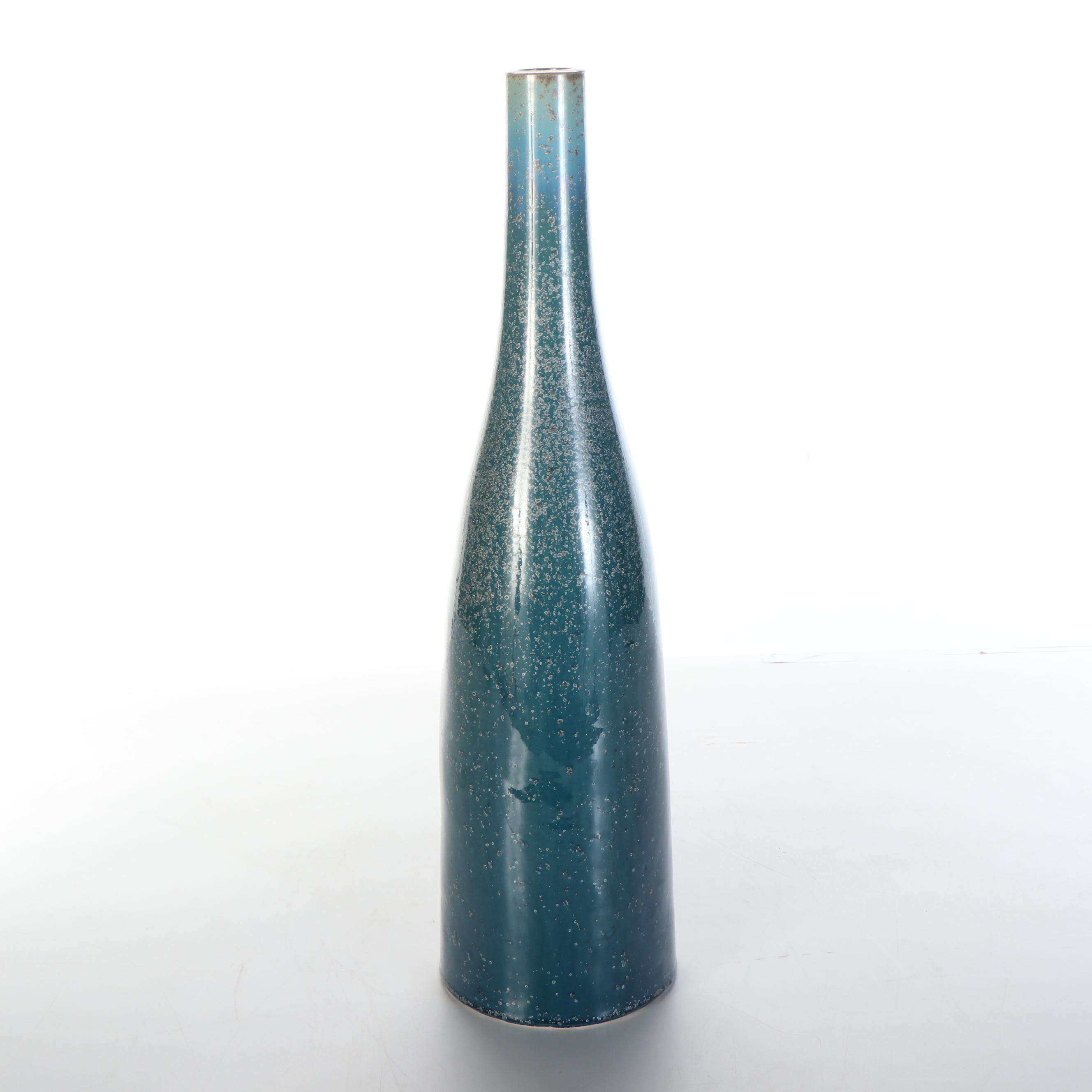 Arabesque Engraved and Other Contemporary Bottle Vases, Faux Blossom Sprig