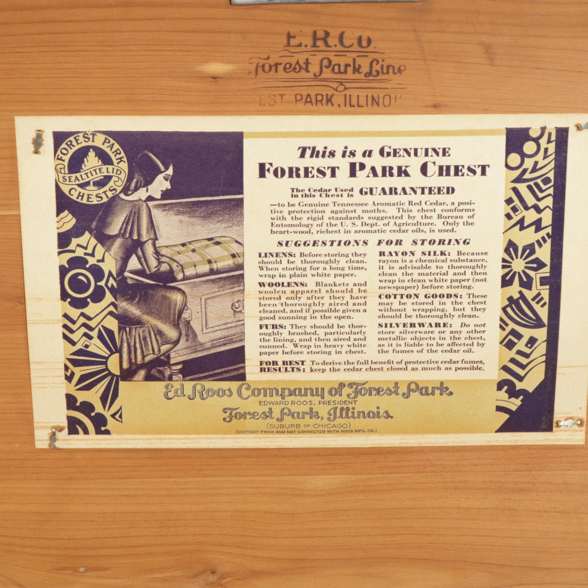 Ed Roos Forest Park Walnut Cedar-Lined Blanket Chest, Early to Mid-20th Century