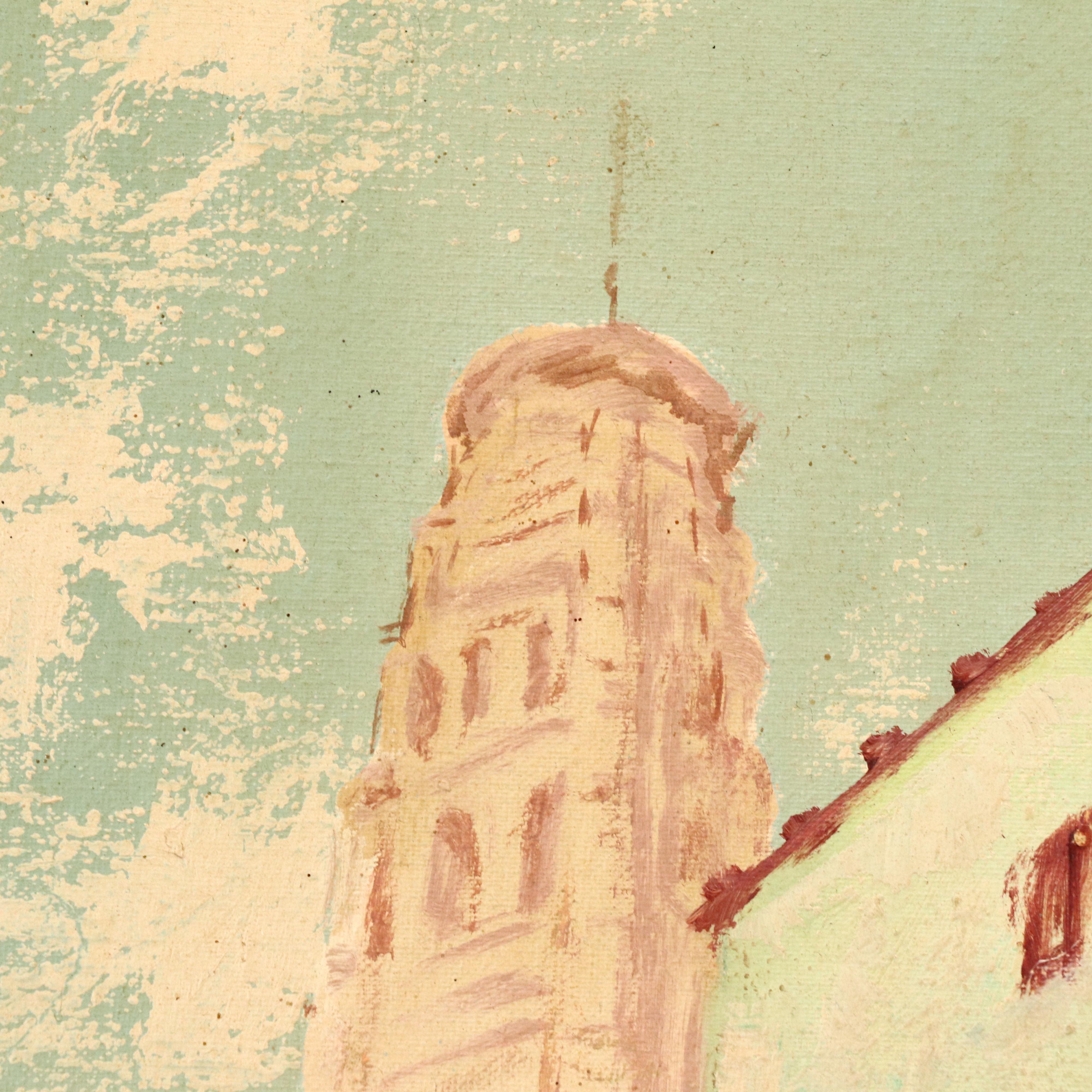 A. Zagora European Cityscape Oil Painting of Street Scene