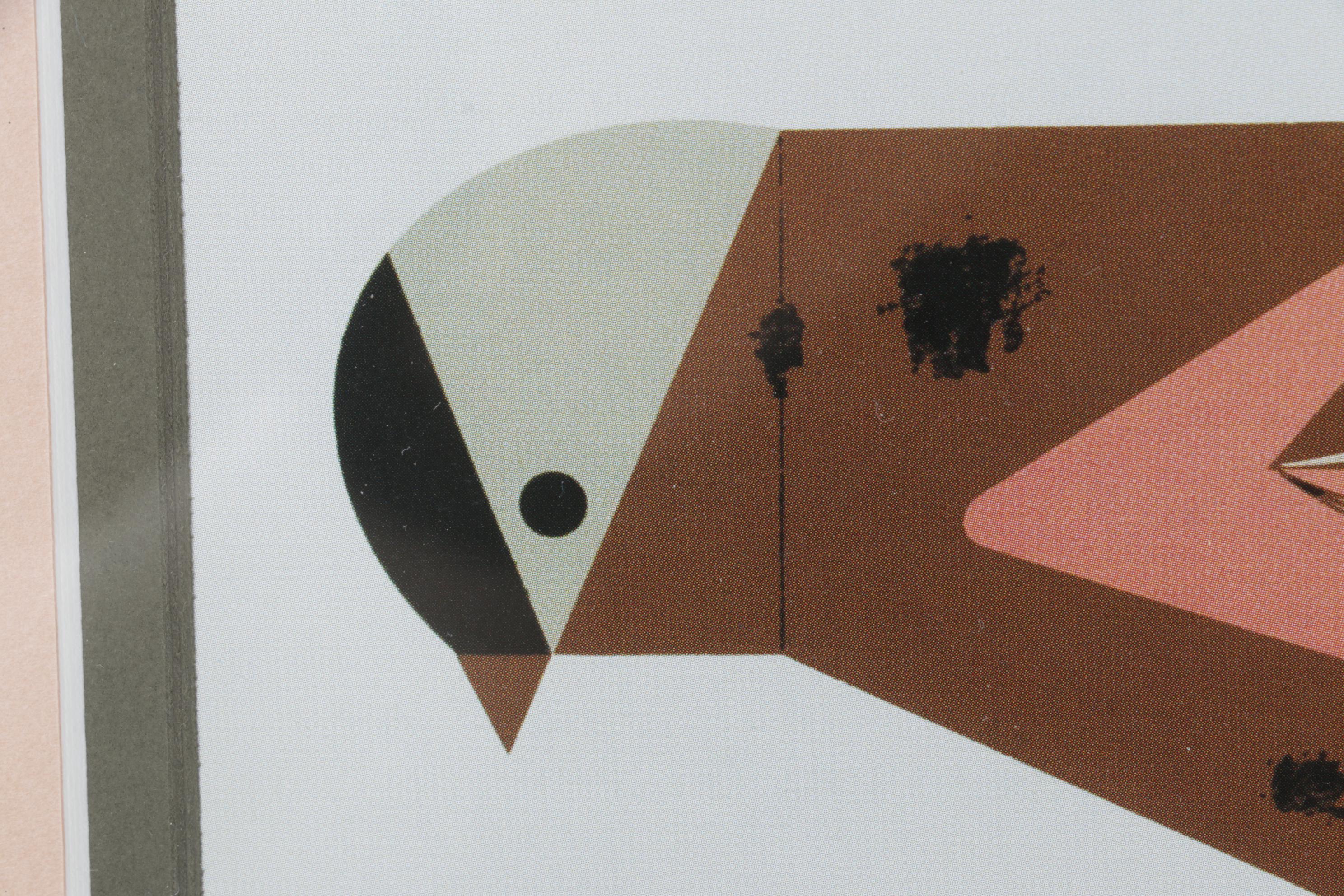 Charley Harper Ford Times Offset Lithograph "Gray-Crowned Rosy Finch", 1956