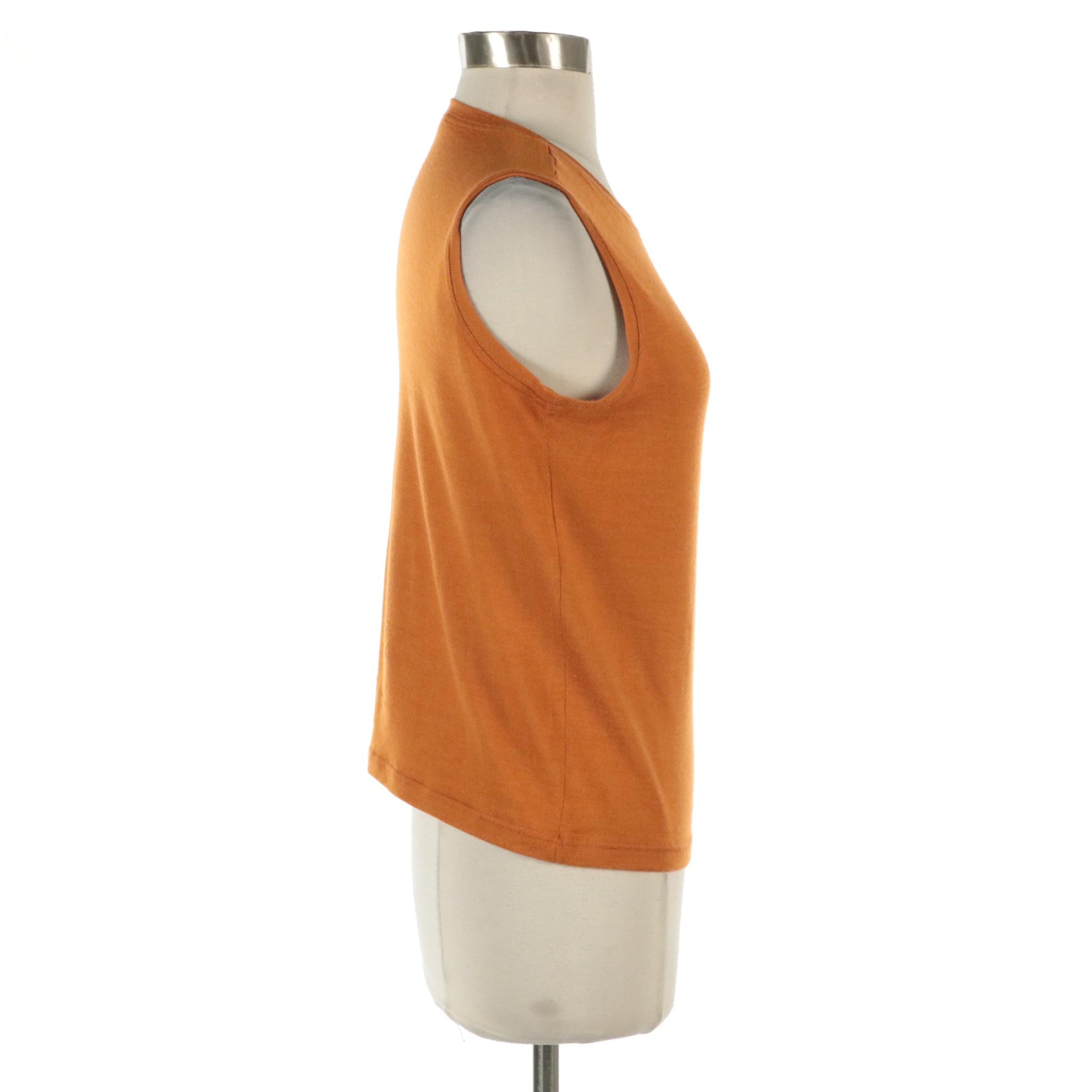 Hermès Cashmere and Silk Blend Sleeveless Top in Persimmon