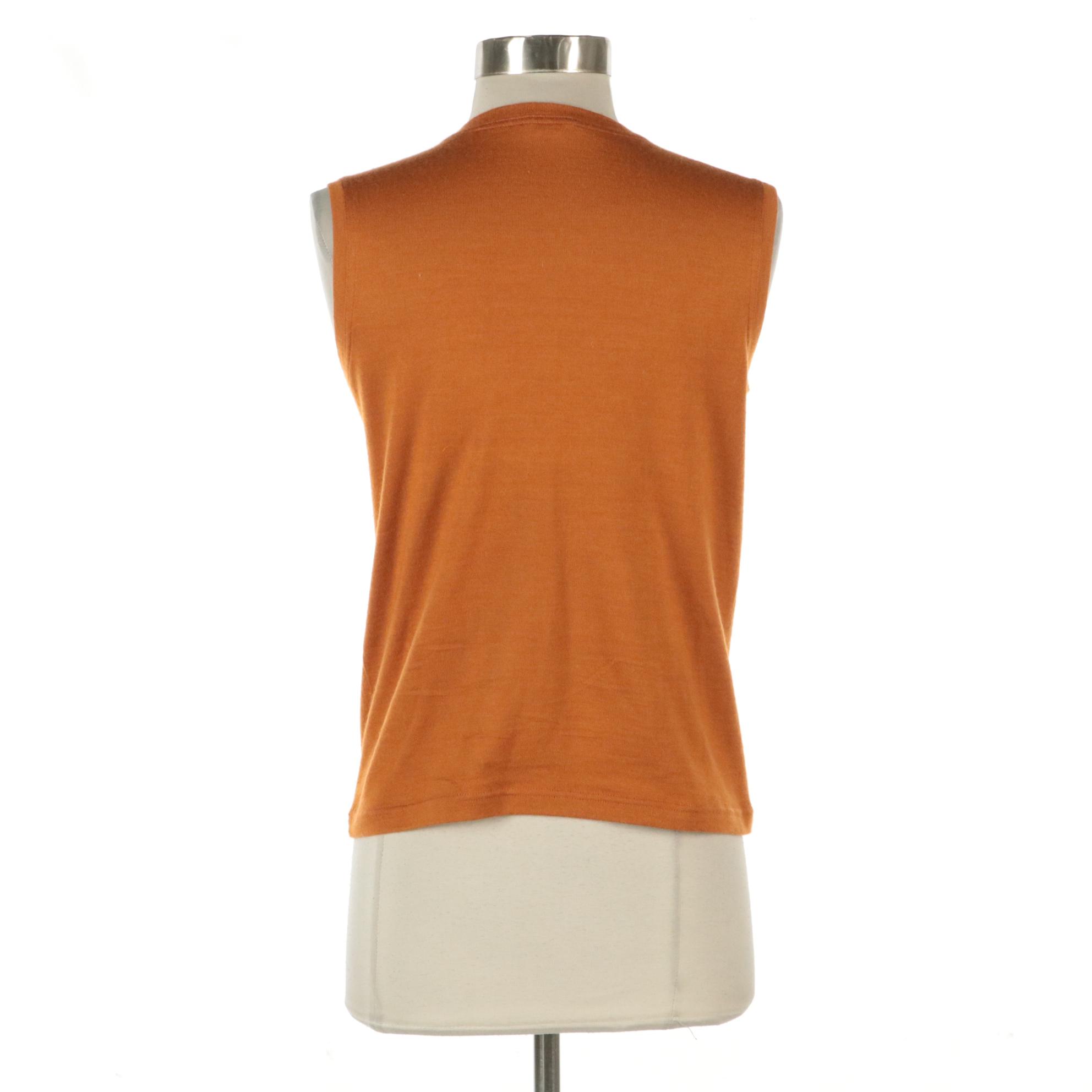 Hermès Cashmere and Silk Blend Sleeveless Top in Persimmon