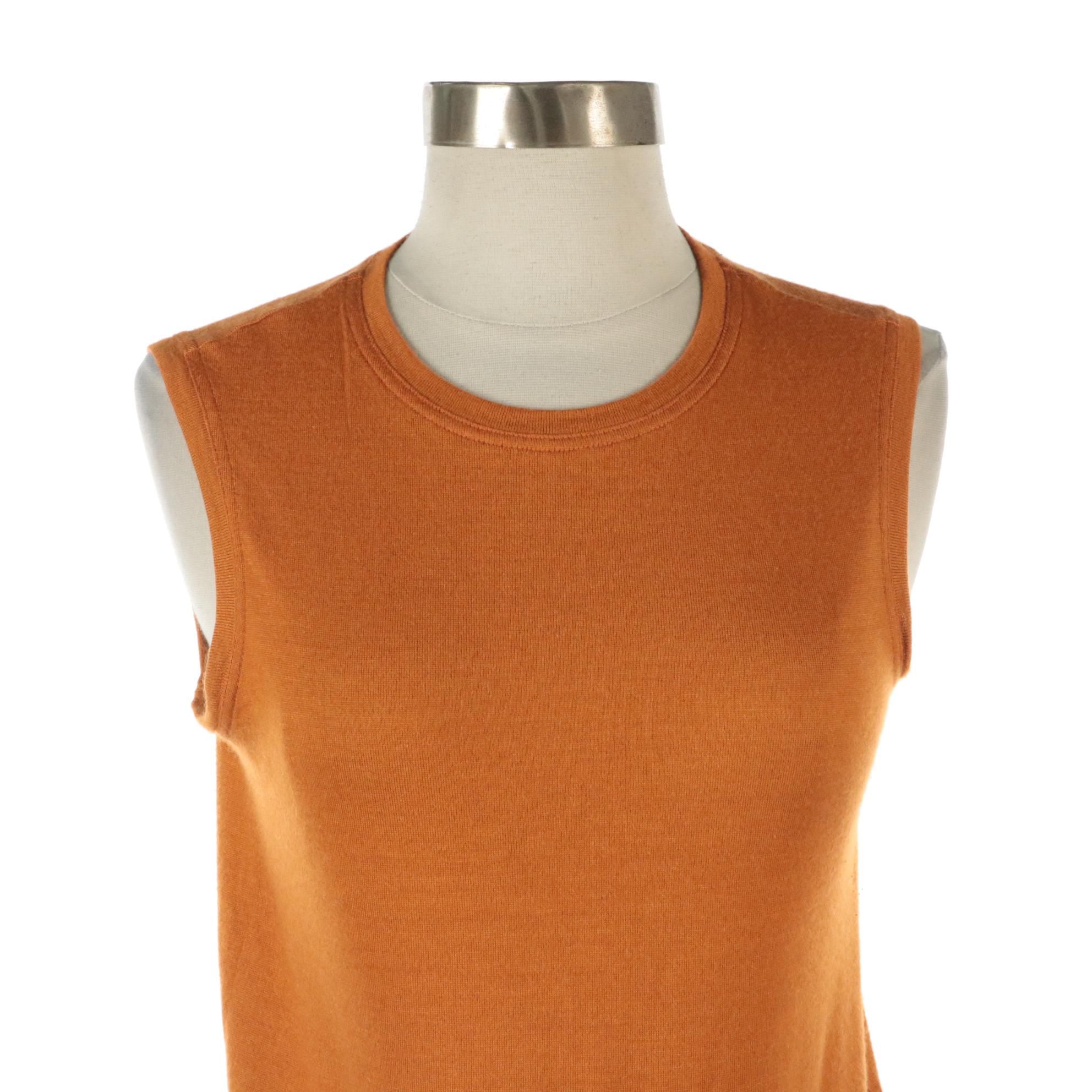 Hermès Cashmere and Silk Blend Sleeveless Top in Persimmon
