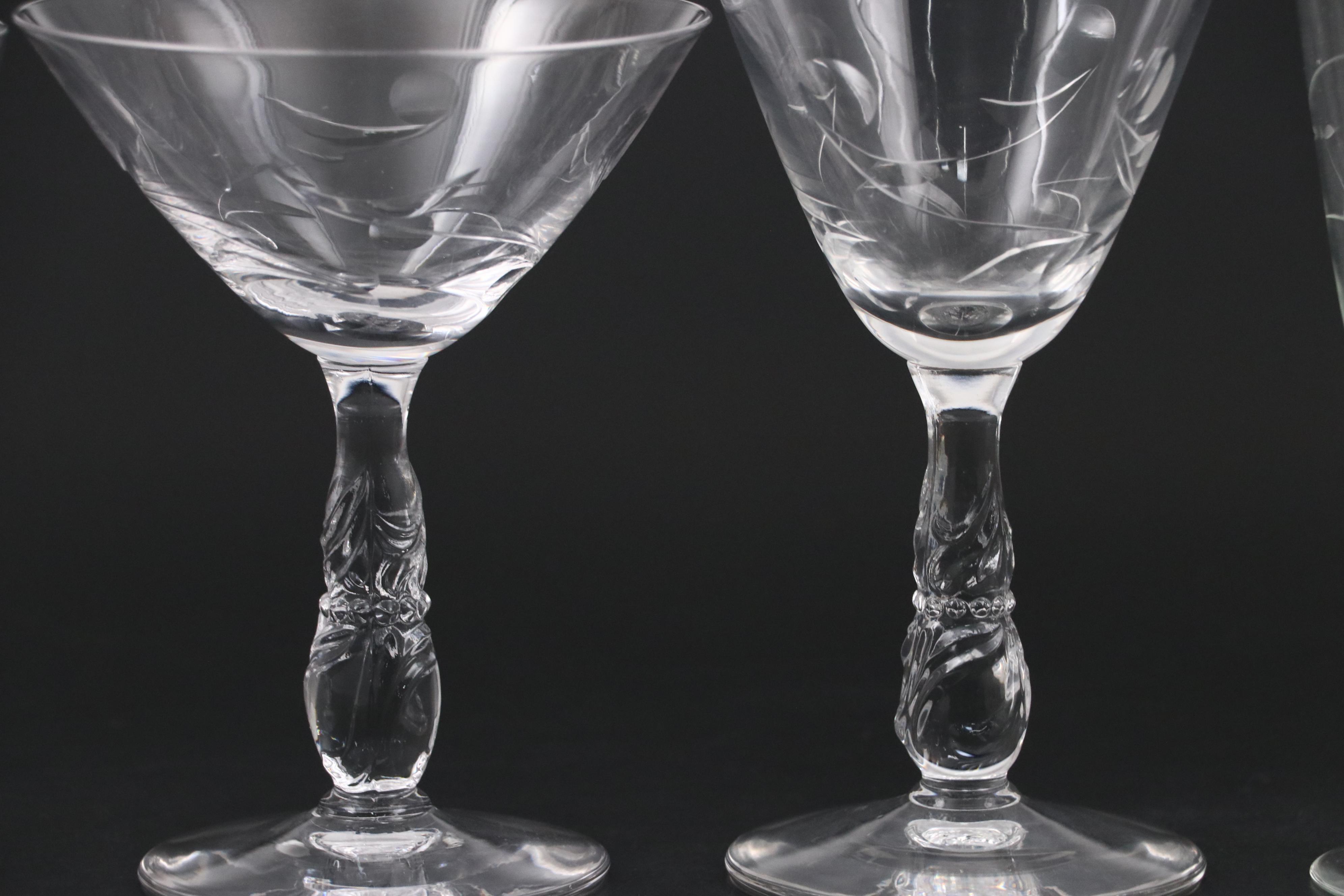 Clear Water Goblets and Other Stemware, Mid-20th Century