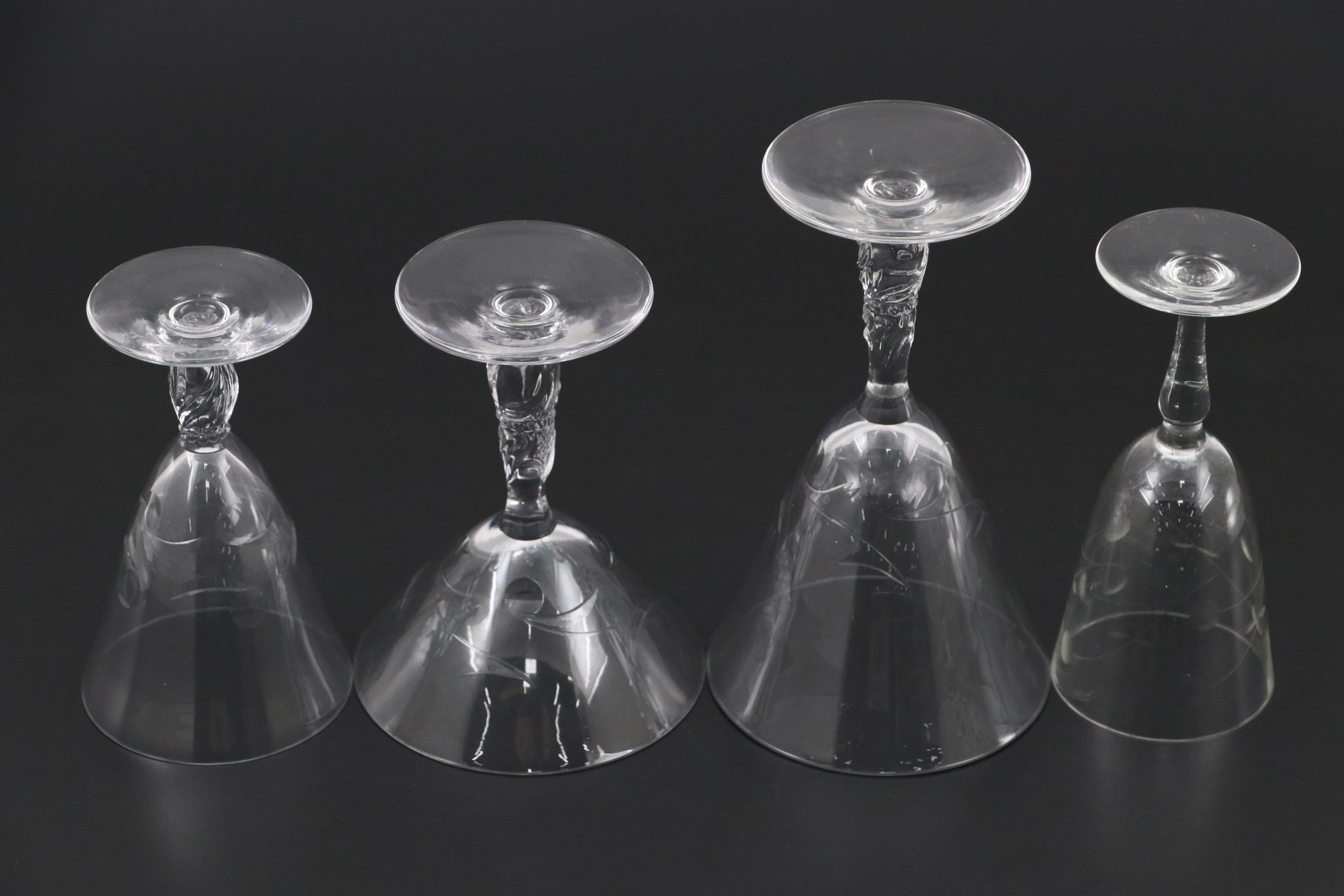 Clear Water Goblets and Other Stemware, Mid-20th Century