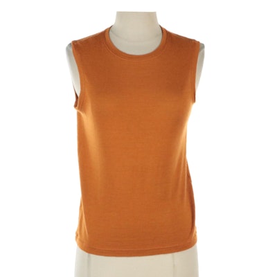 Hermès Cashmere and Silk Blend Sleeveless Top in Persimmon Hermès Cashmere and Silk Blend Sleeveless Top in Persimmon